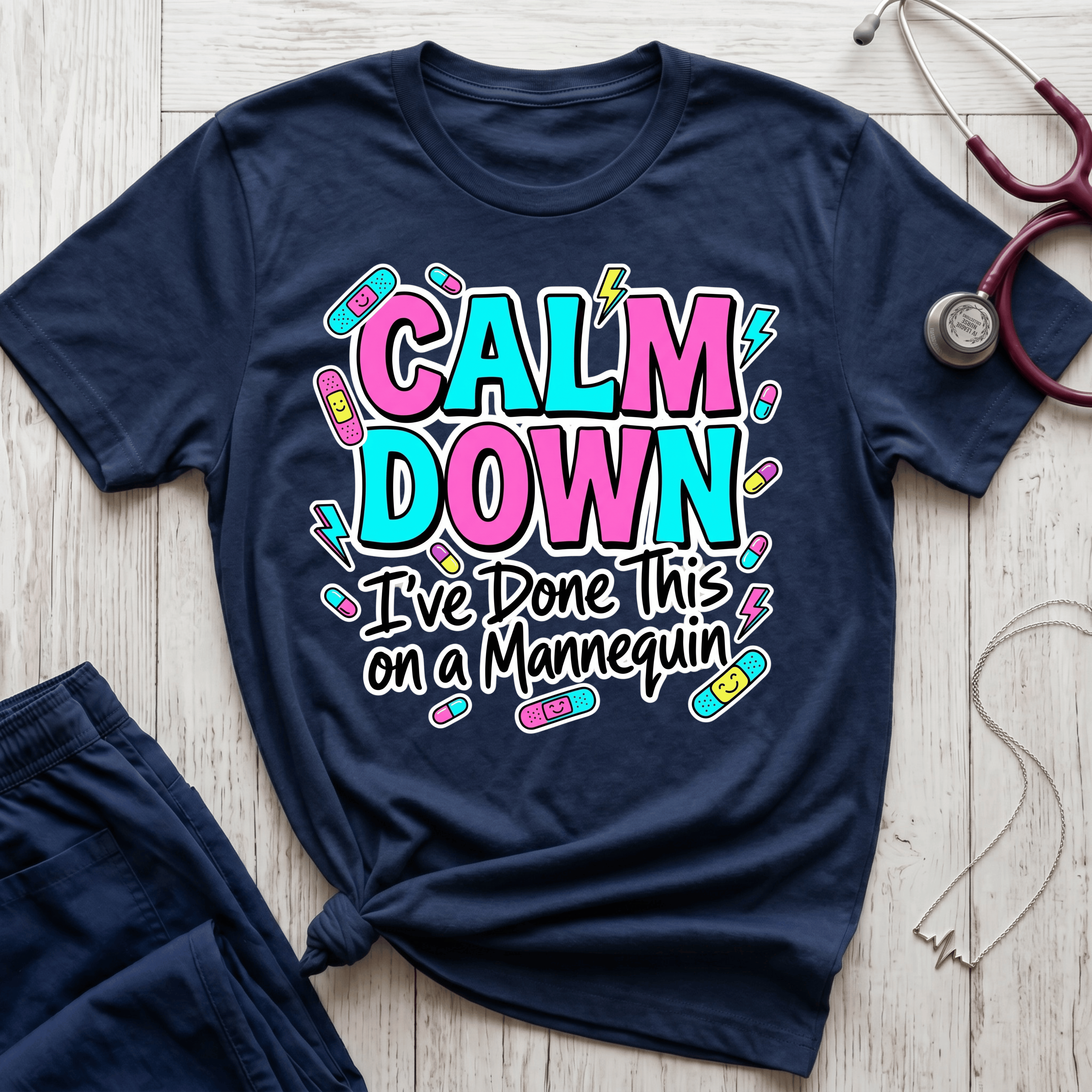 Calm Down Pink and Blue T-Shirt