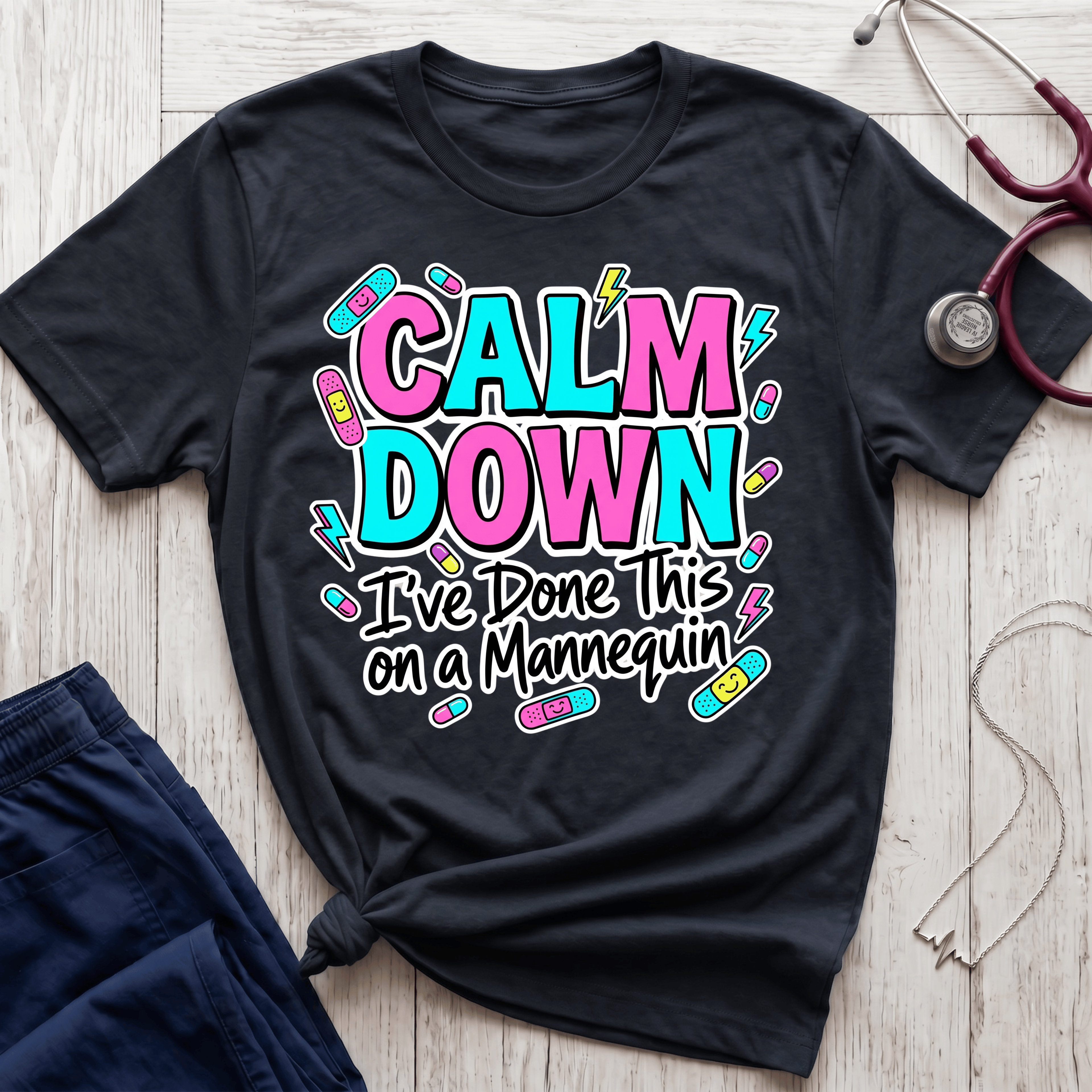 Calm Down Pink and Blue T-Shirt