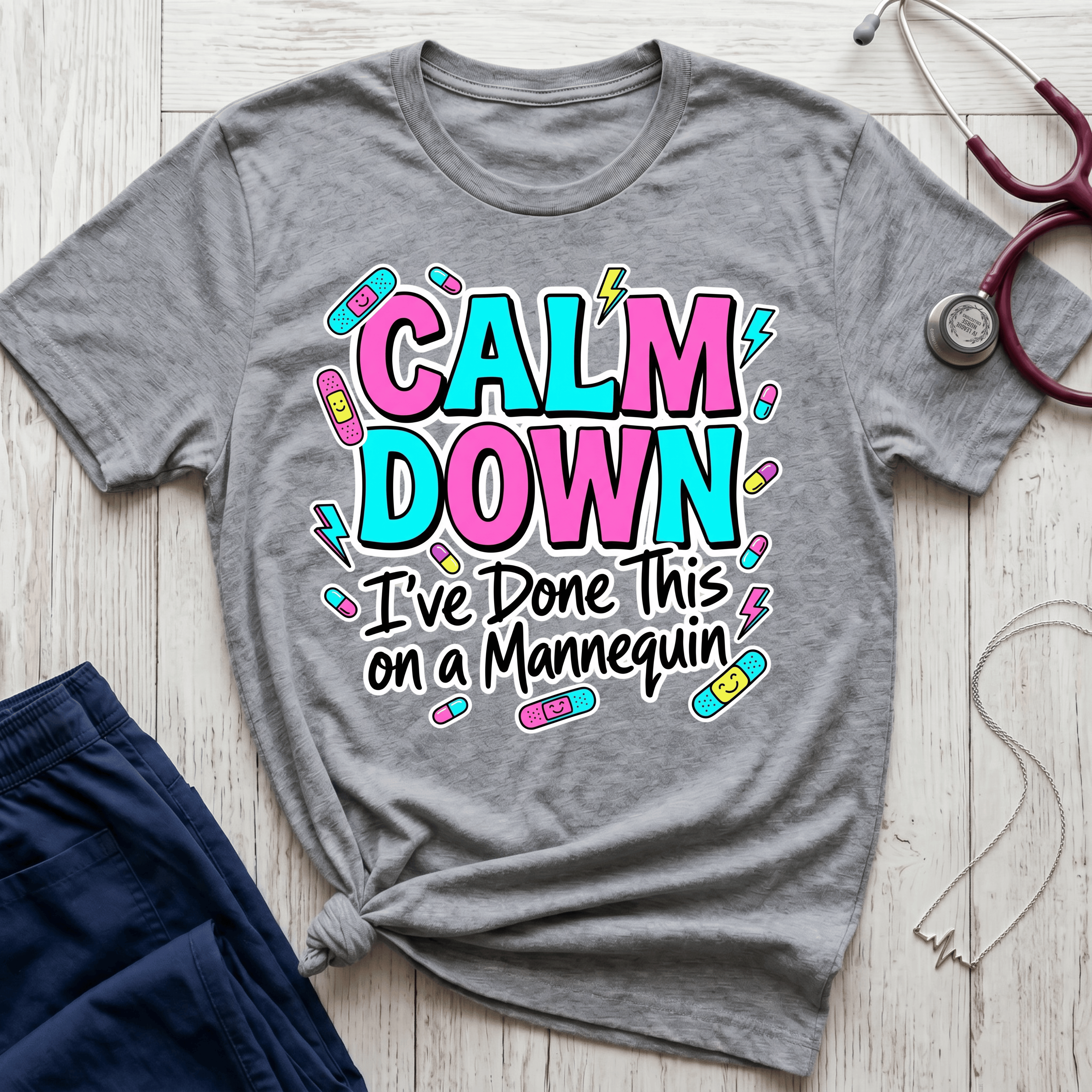Calm Down Pink and Blue T-Shirt