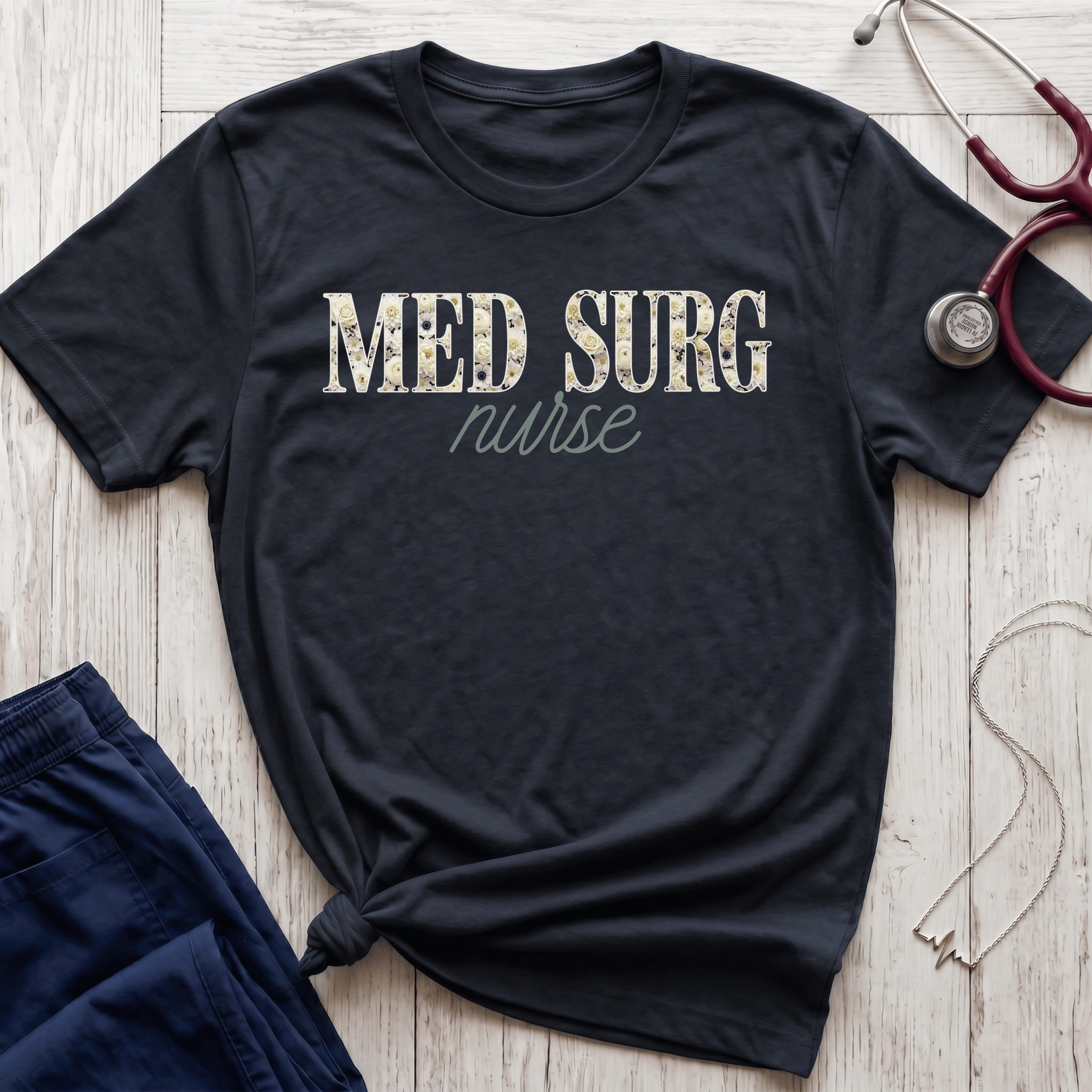 Med Surg Nurse Floral T-Shirt