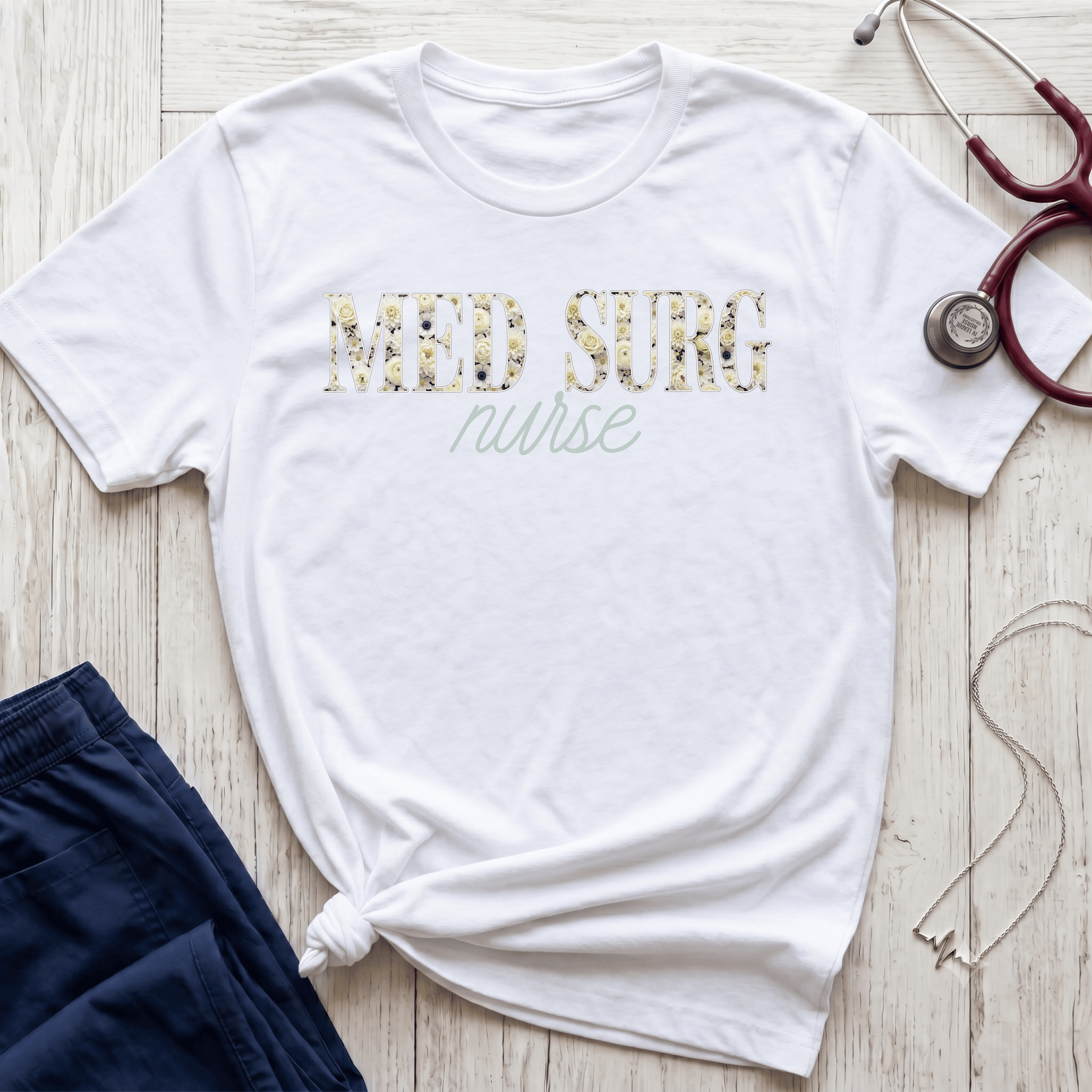 Med Surg Nurse Floral T-Shirt