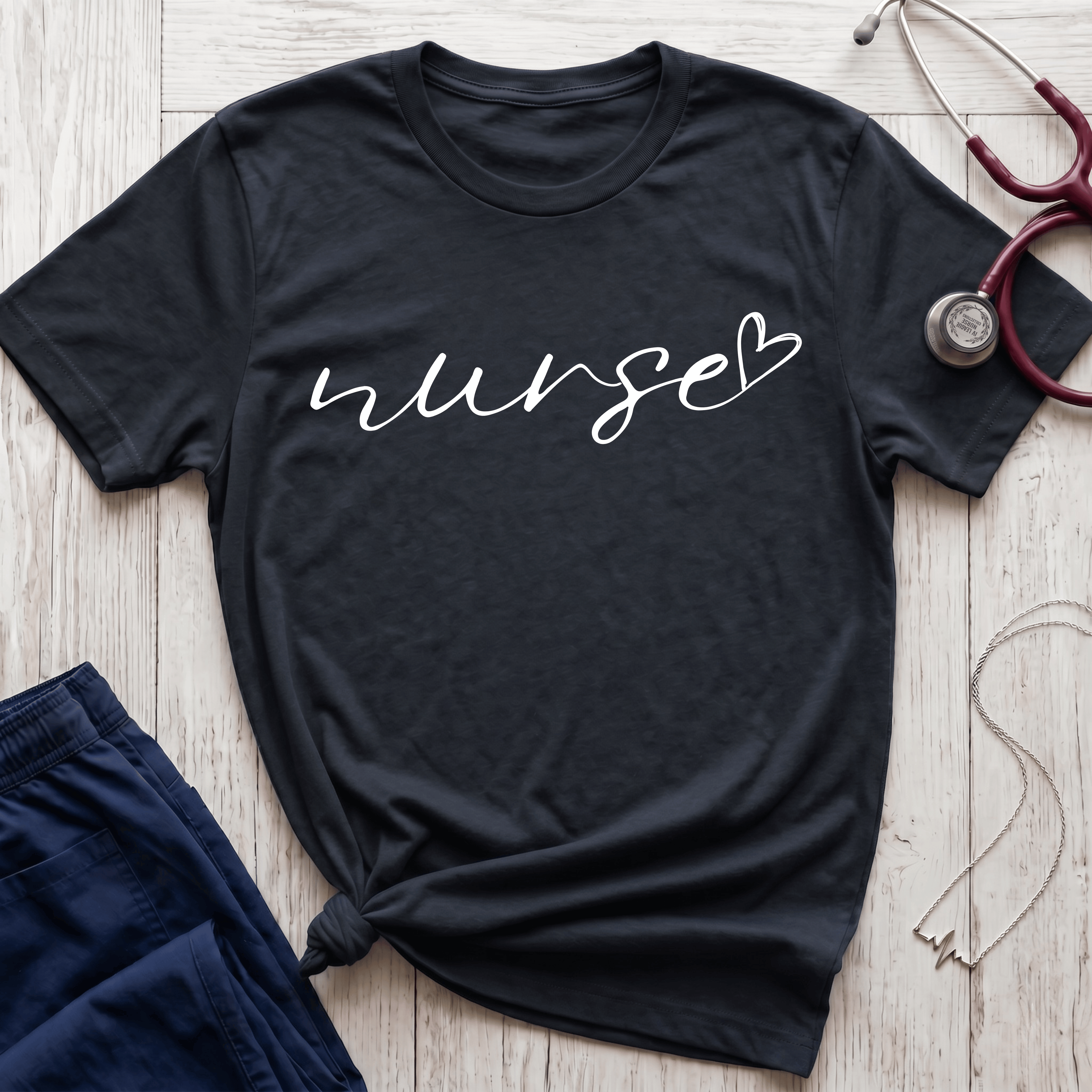 Nurse Script in White T-Shirt