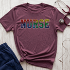 Multicolor Cheetah Print Varsity Nurse T-Shirt