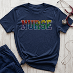Multicolor Cheetah Print Varsity Nurse T-Shirt