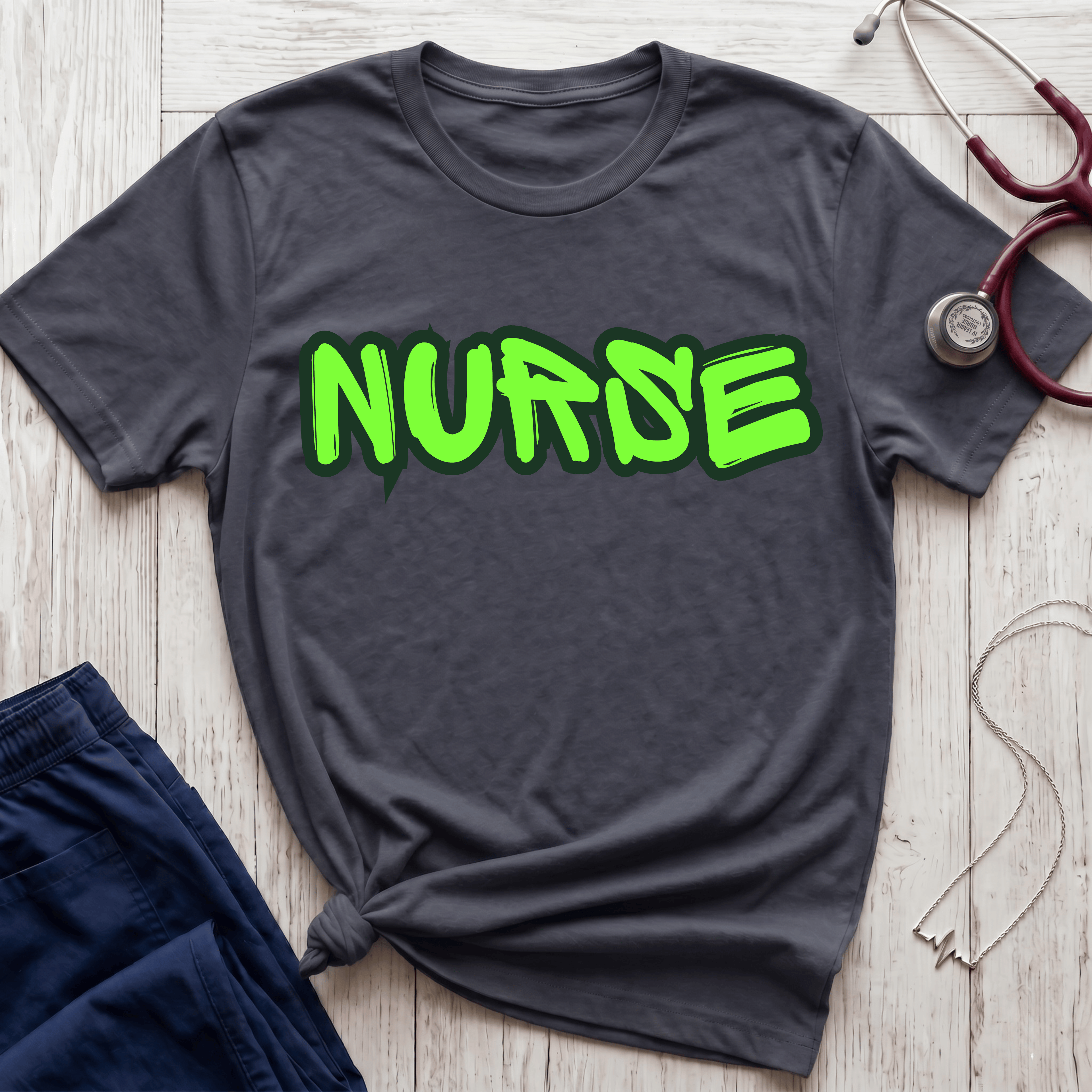 Neon Green Graffiti Nurse T-Shirt