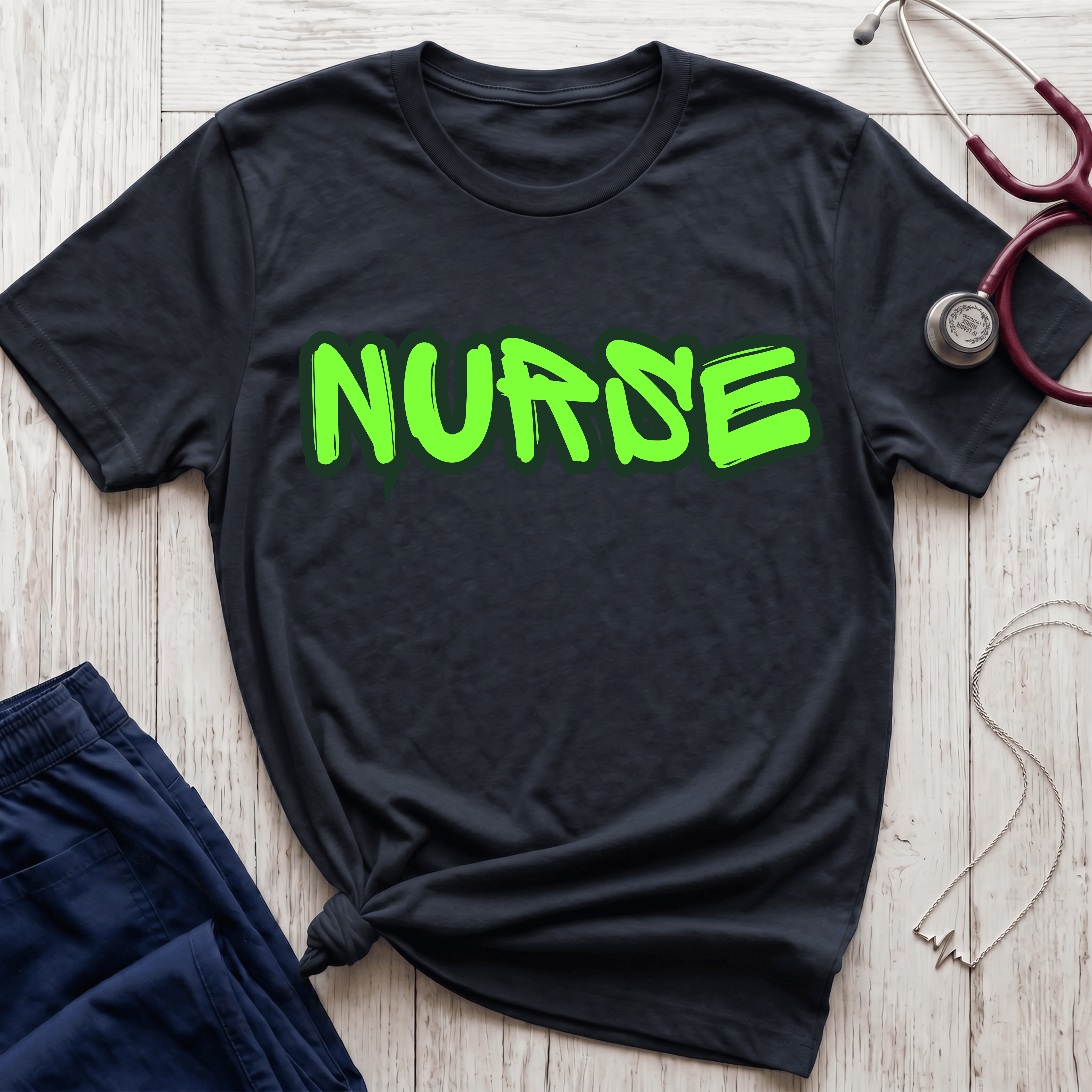 Neon Green Graffiti Nurse T-Shirt