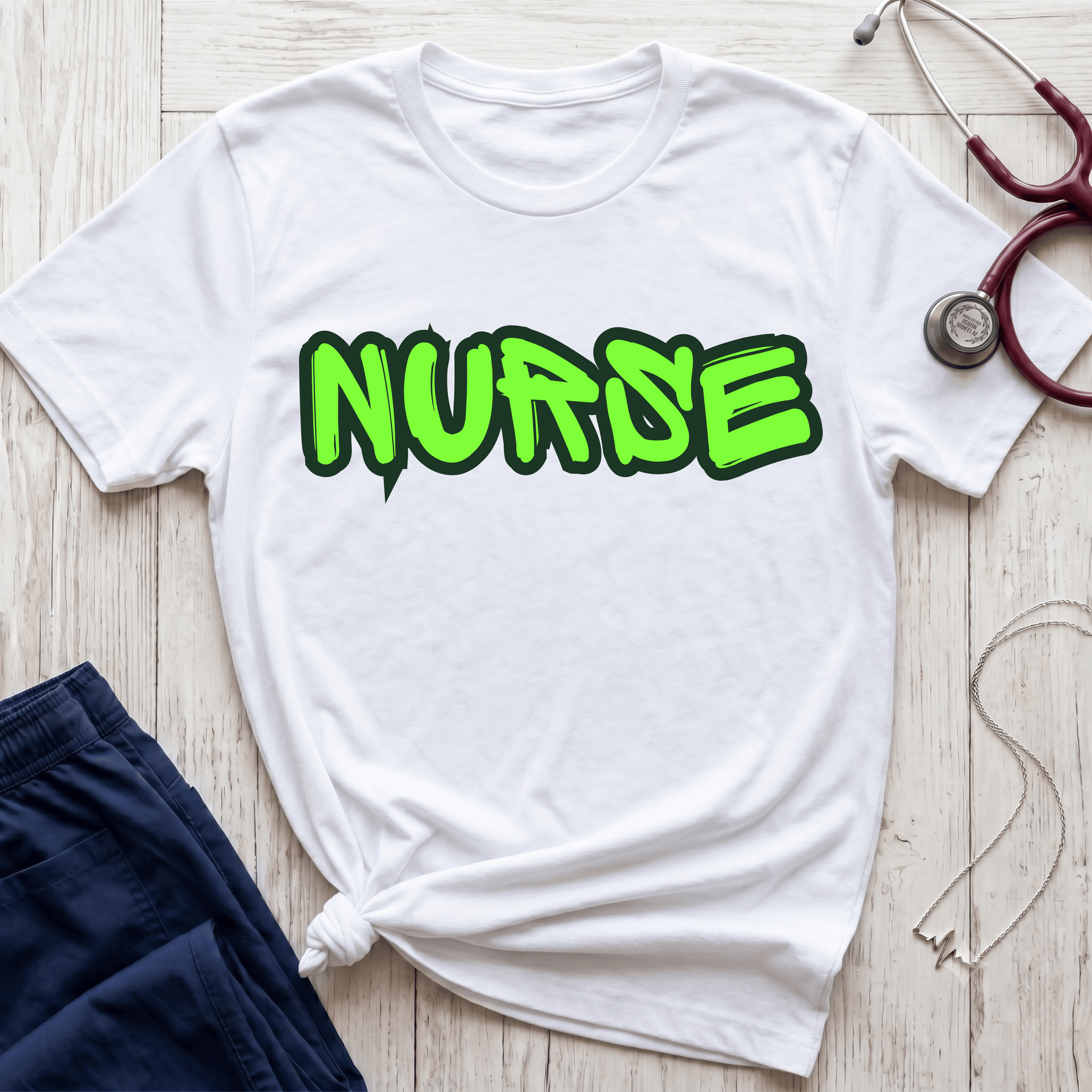 Neon Green Graffiti Nurse T-Shirt