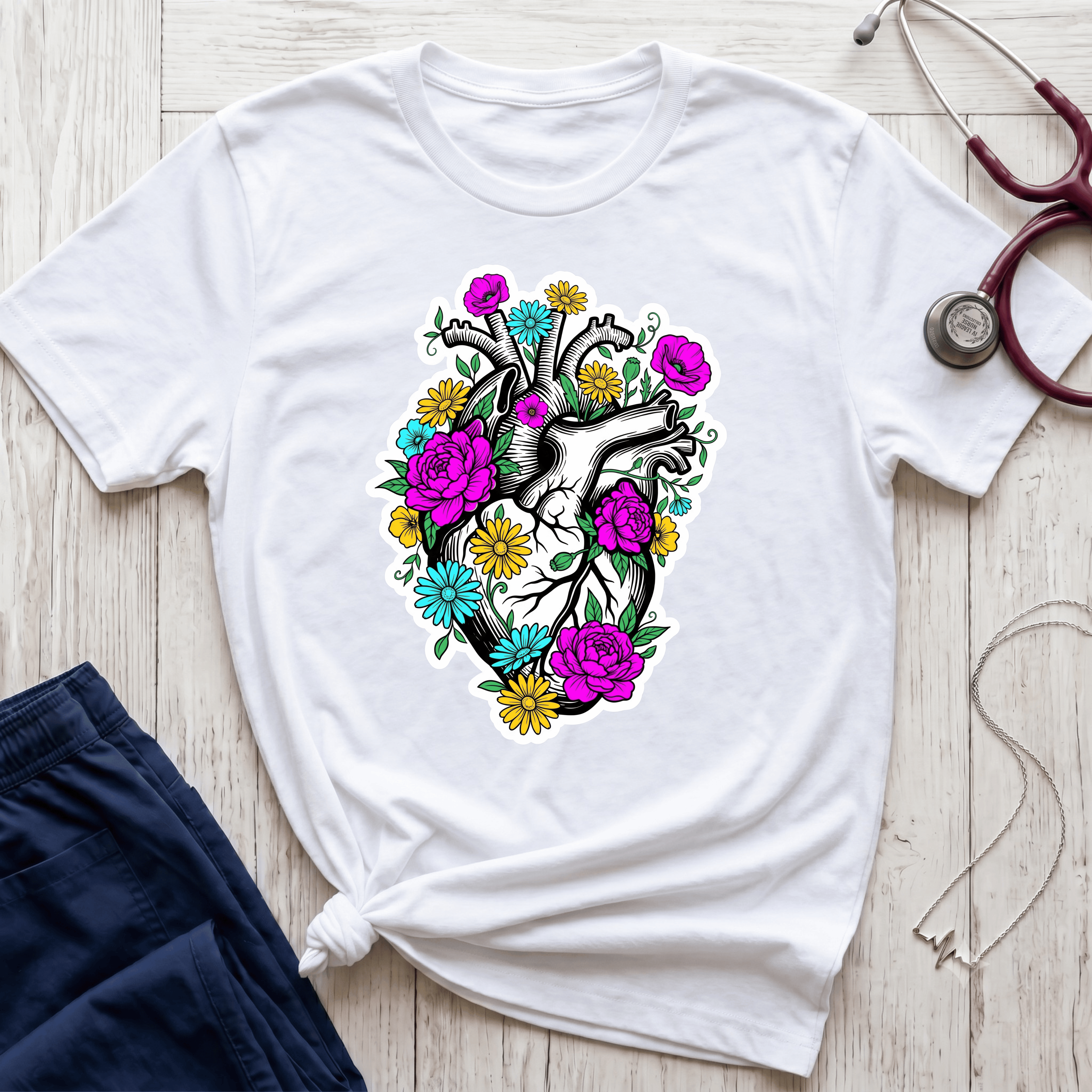 Bright Floral Heart T-Shirt