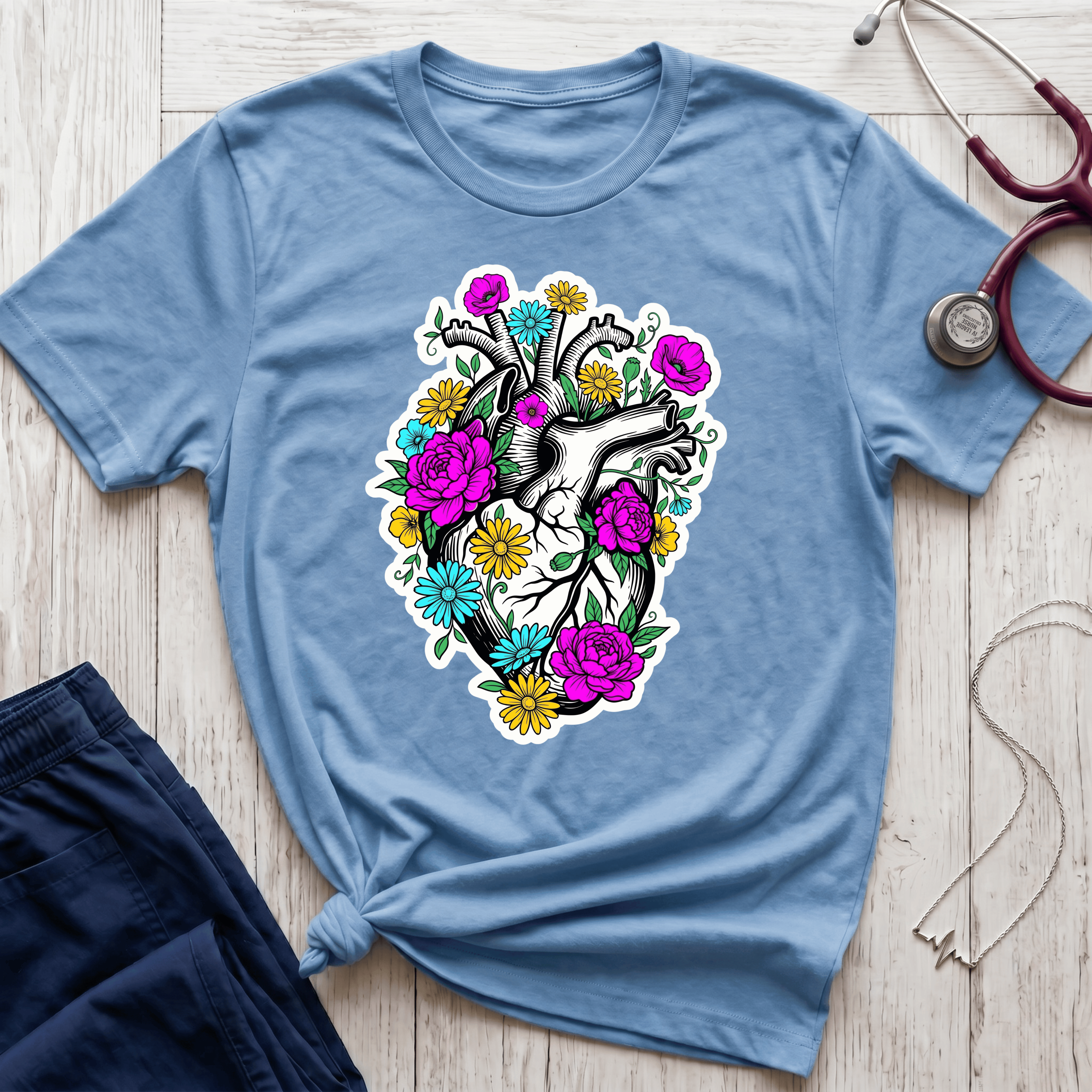 Bright Floral Heart T-Shirt