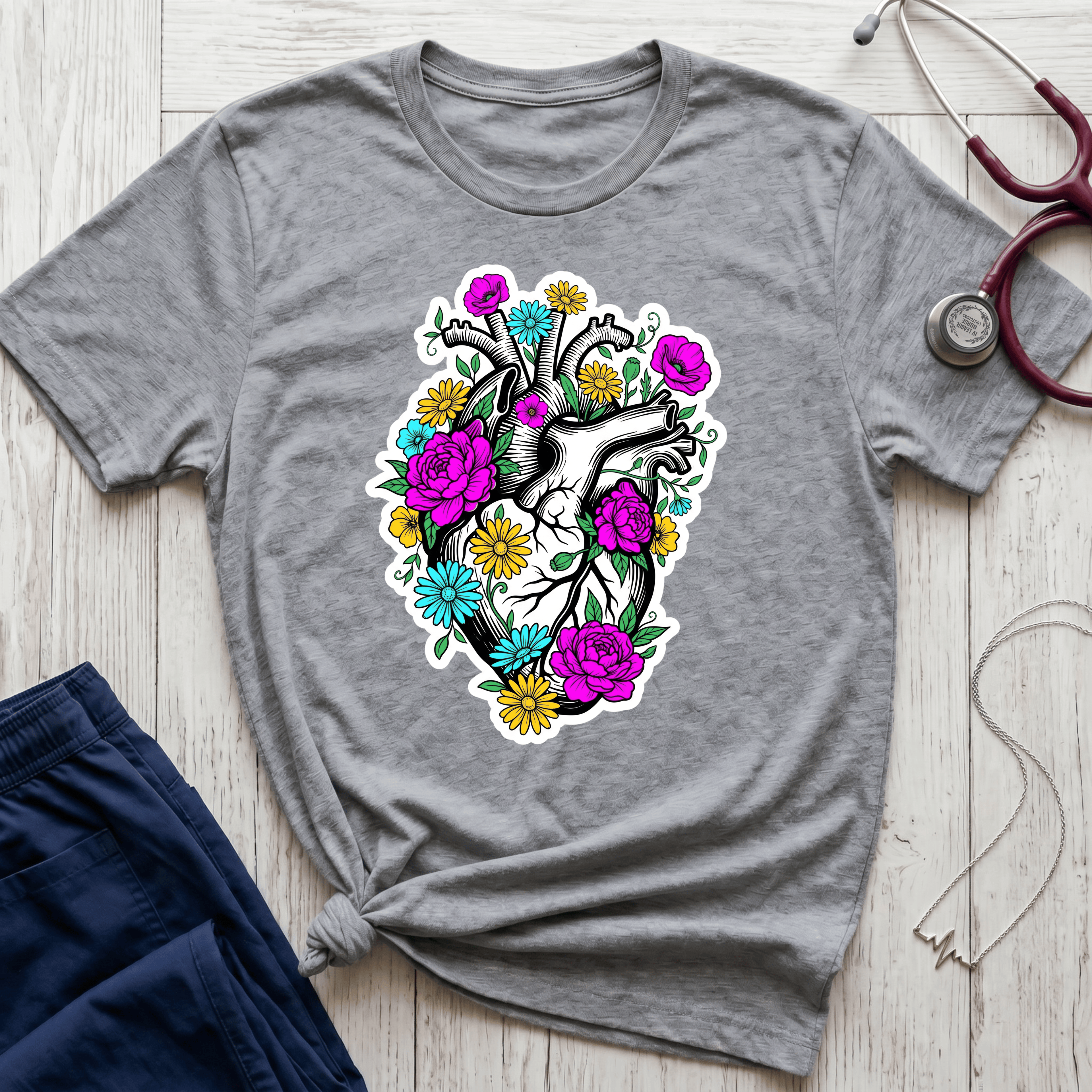 Bright Floral Heart T-Shirt