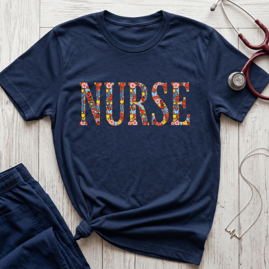 Ladybug Floral Nurse T-Shirt