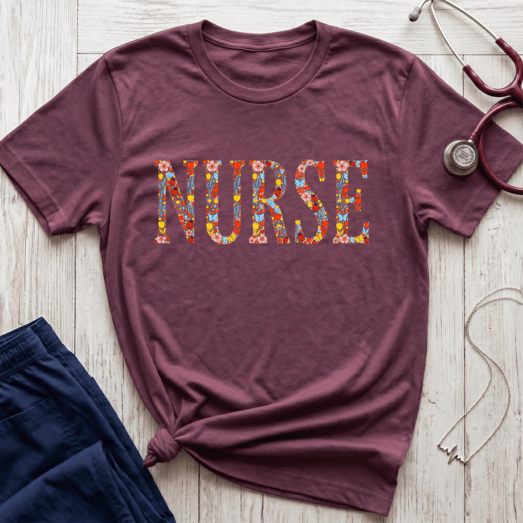 Ladybug Floral Nurse T-Shirt