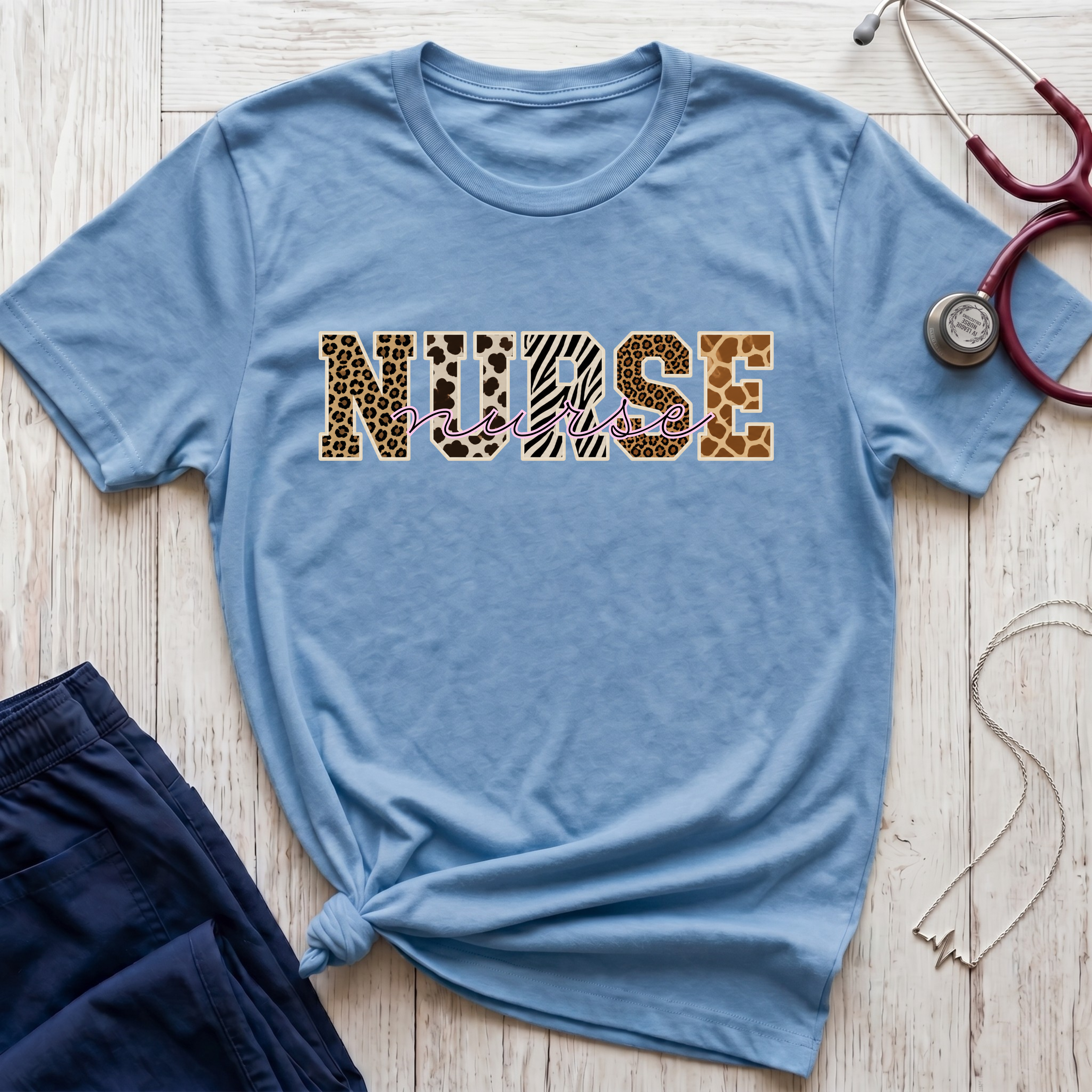 Animal Print Varsity Nurse T-Shirt