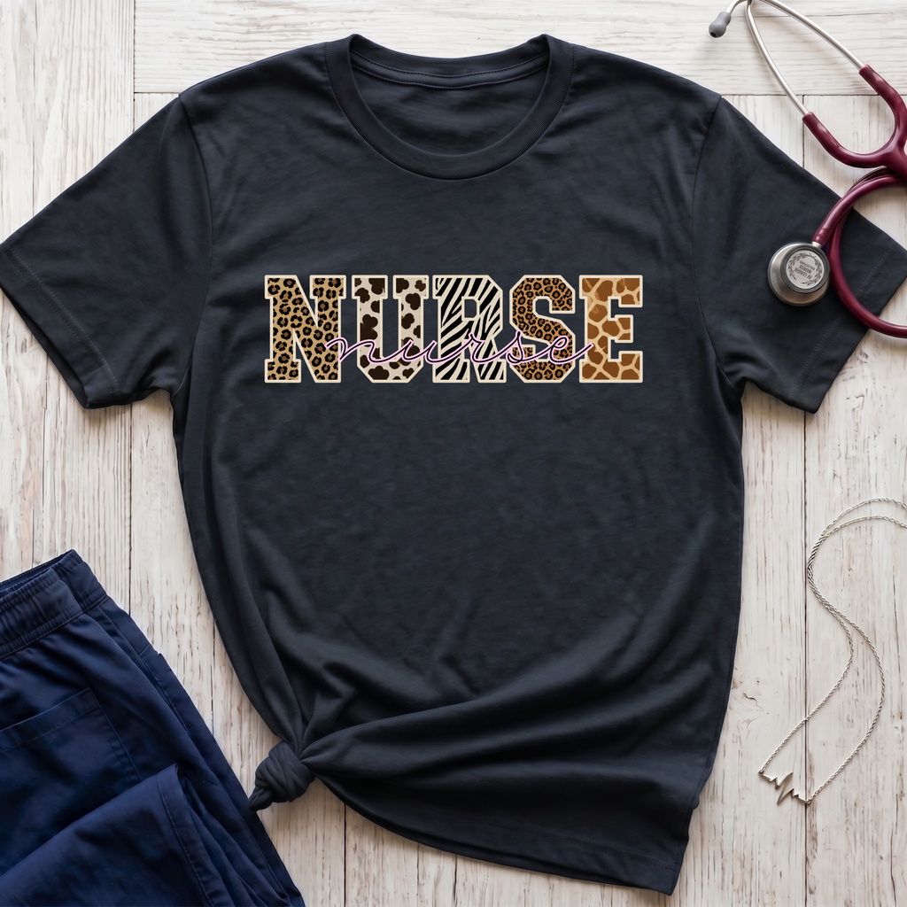 Animal Print Varsity Nurse T-Shirt