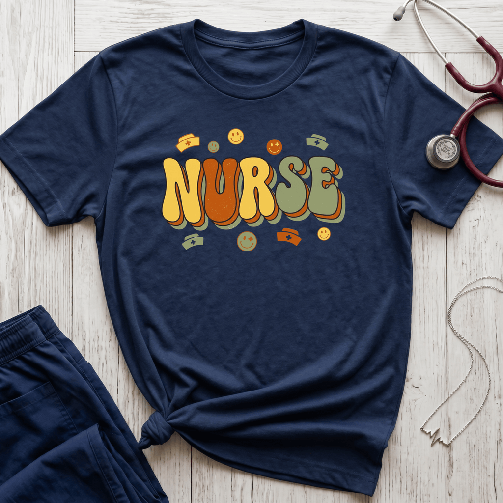 Groovy Bubble Letter Nurse T-Shirt