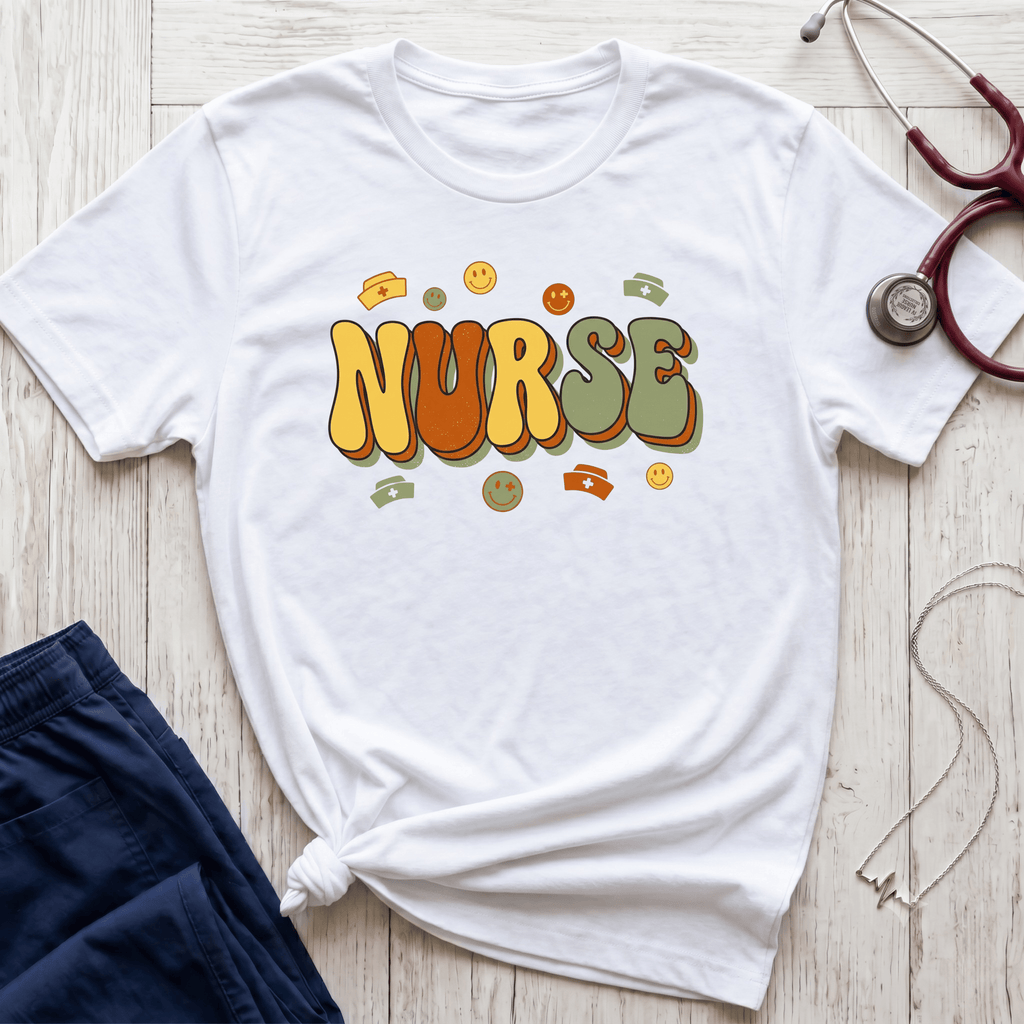 Groovy Bubble Letter Nurse T-Shirt