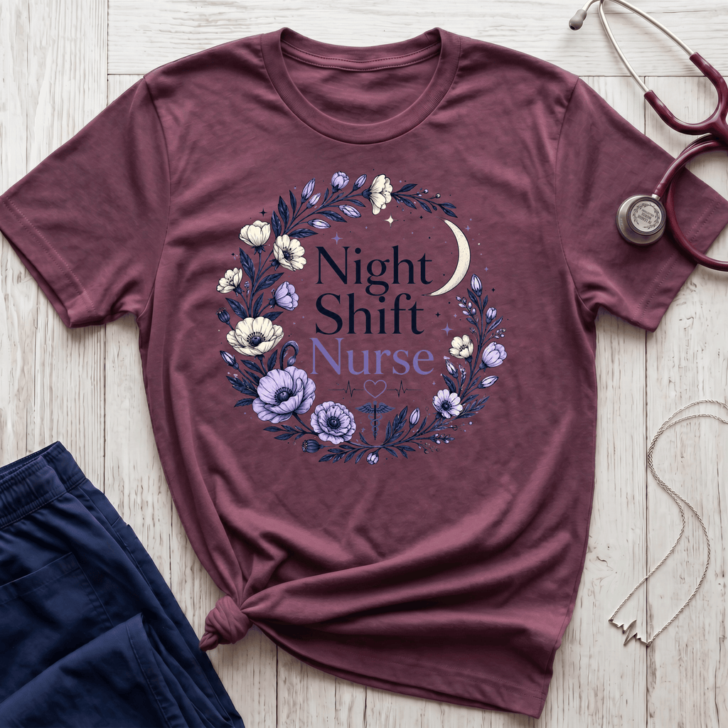 Nightshift Nurse Floral Moon T-Shirt
