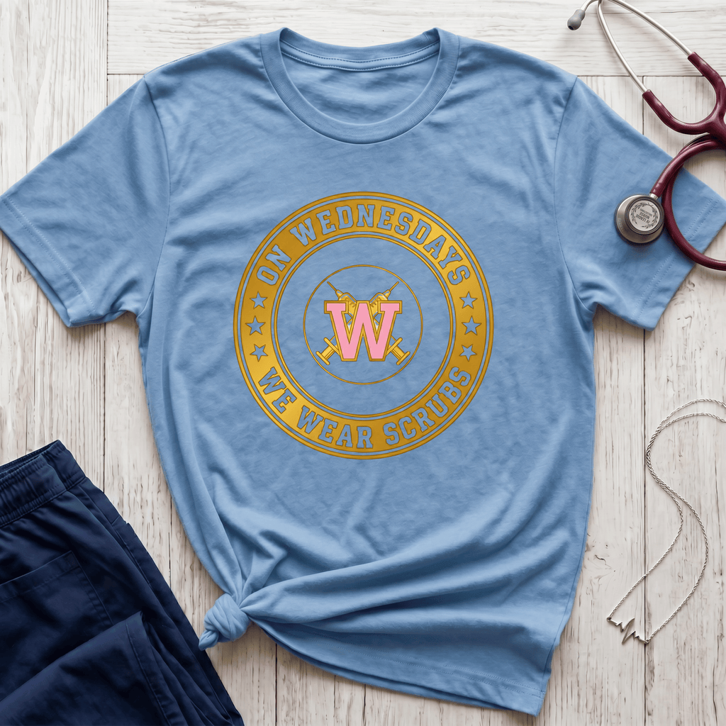 On Wednesdays We Wear Scrubs Emblem T-Shirt