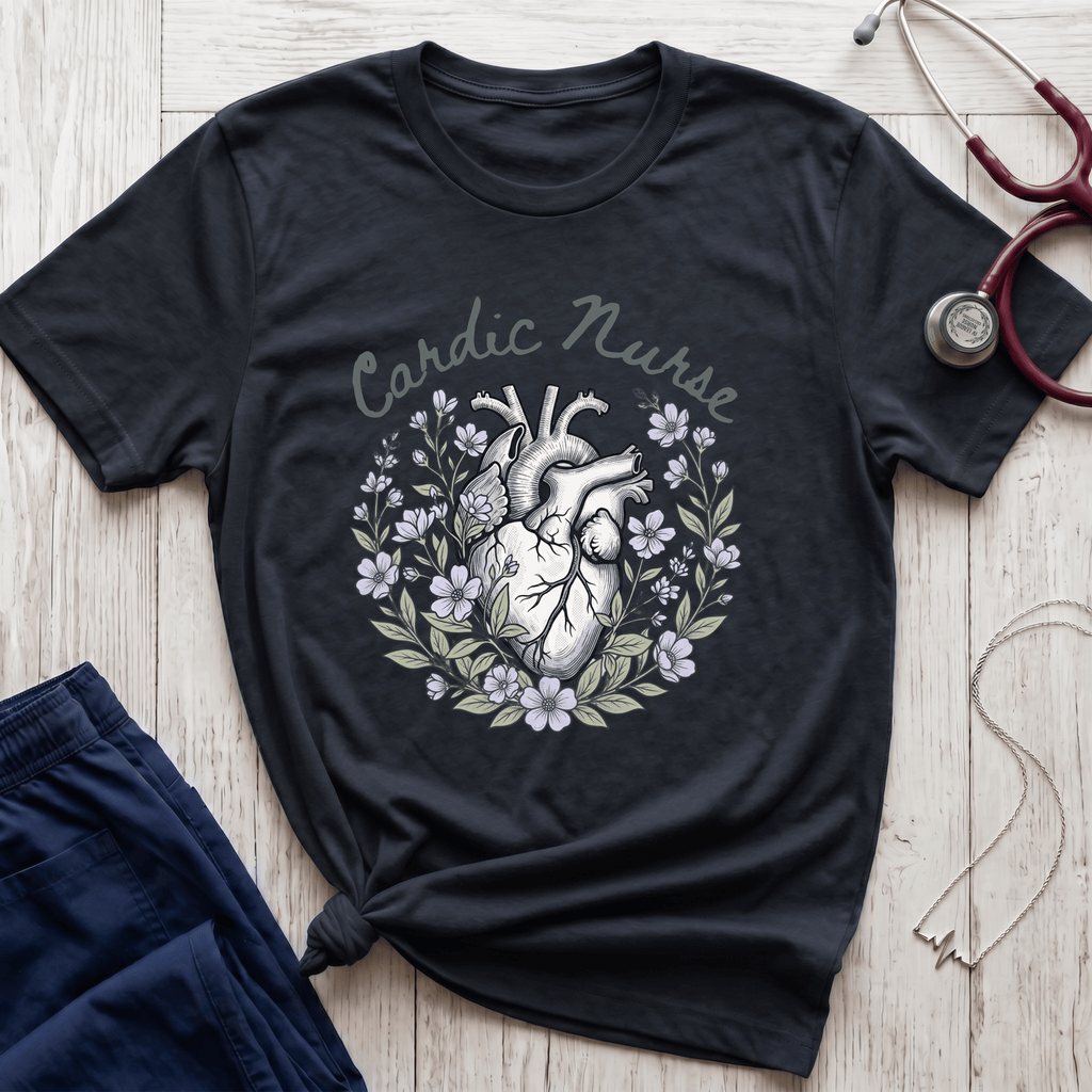Cardiac Nurse Floral Heart T-Shirt