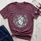 Cardiac Nurse Floral Heart T-Shirt