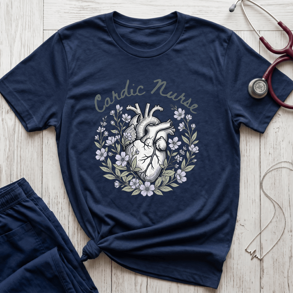 Cardiac Nurse Floral Heart T-Shirt
