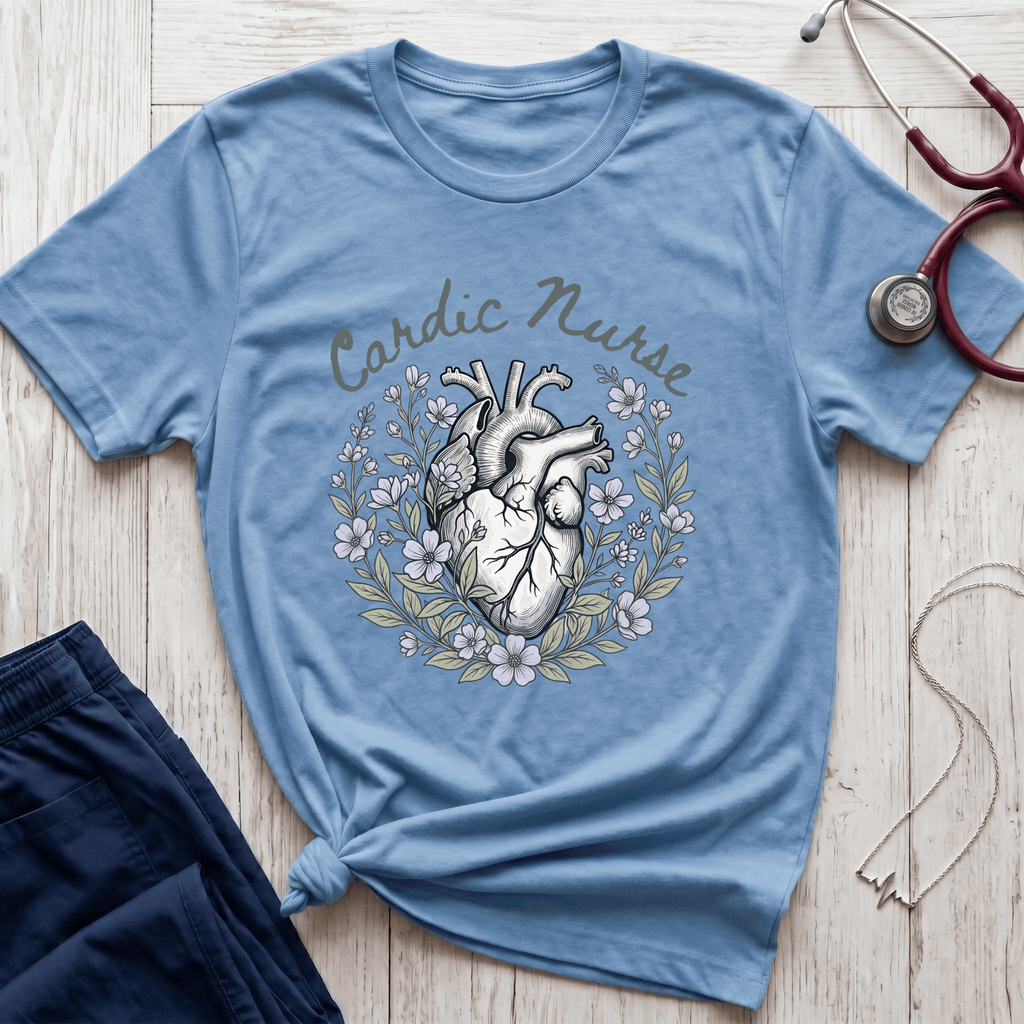 Cardiac Nurse Floral Heart T-Shirt