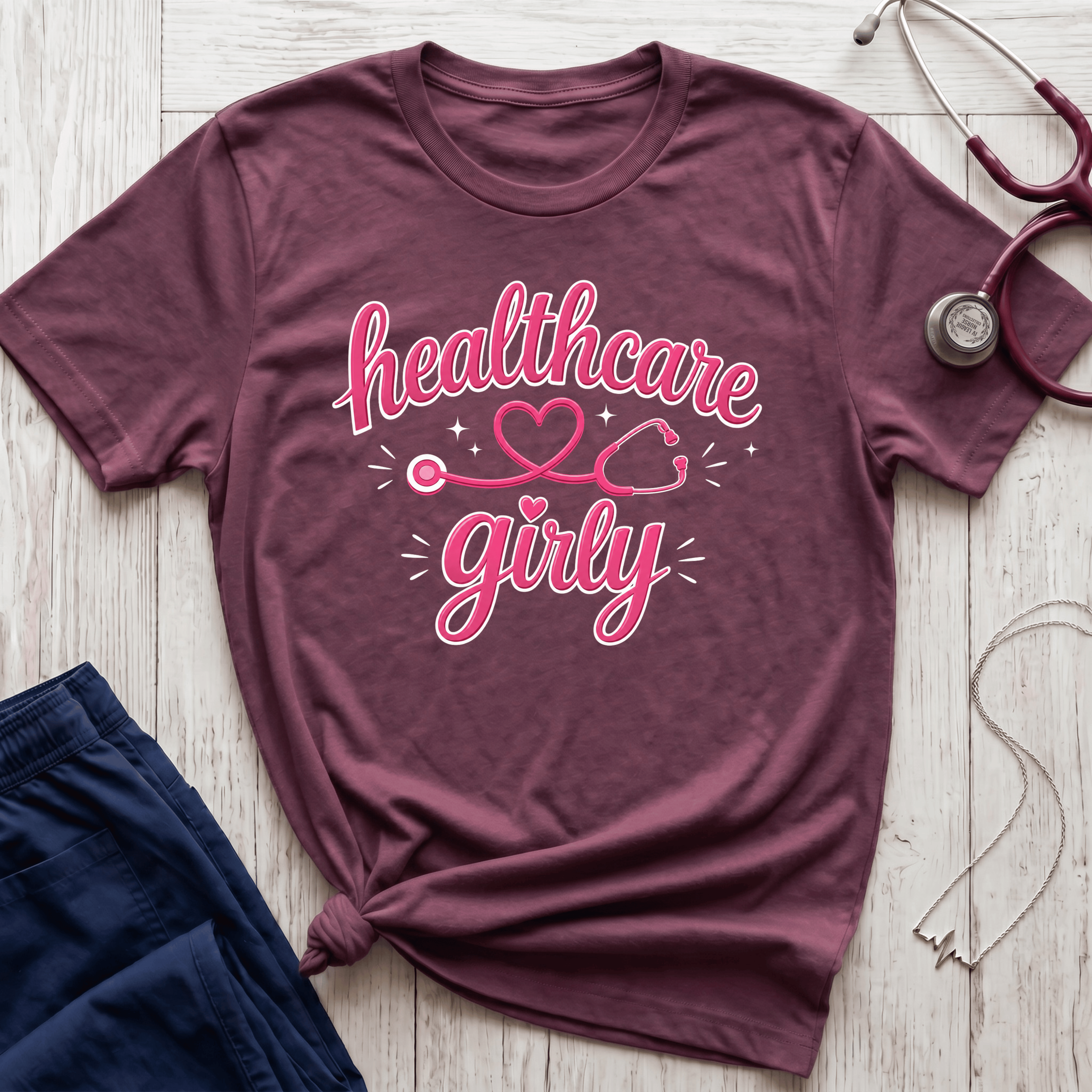 Healthcare Girly Stethoscope T-Shirt