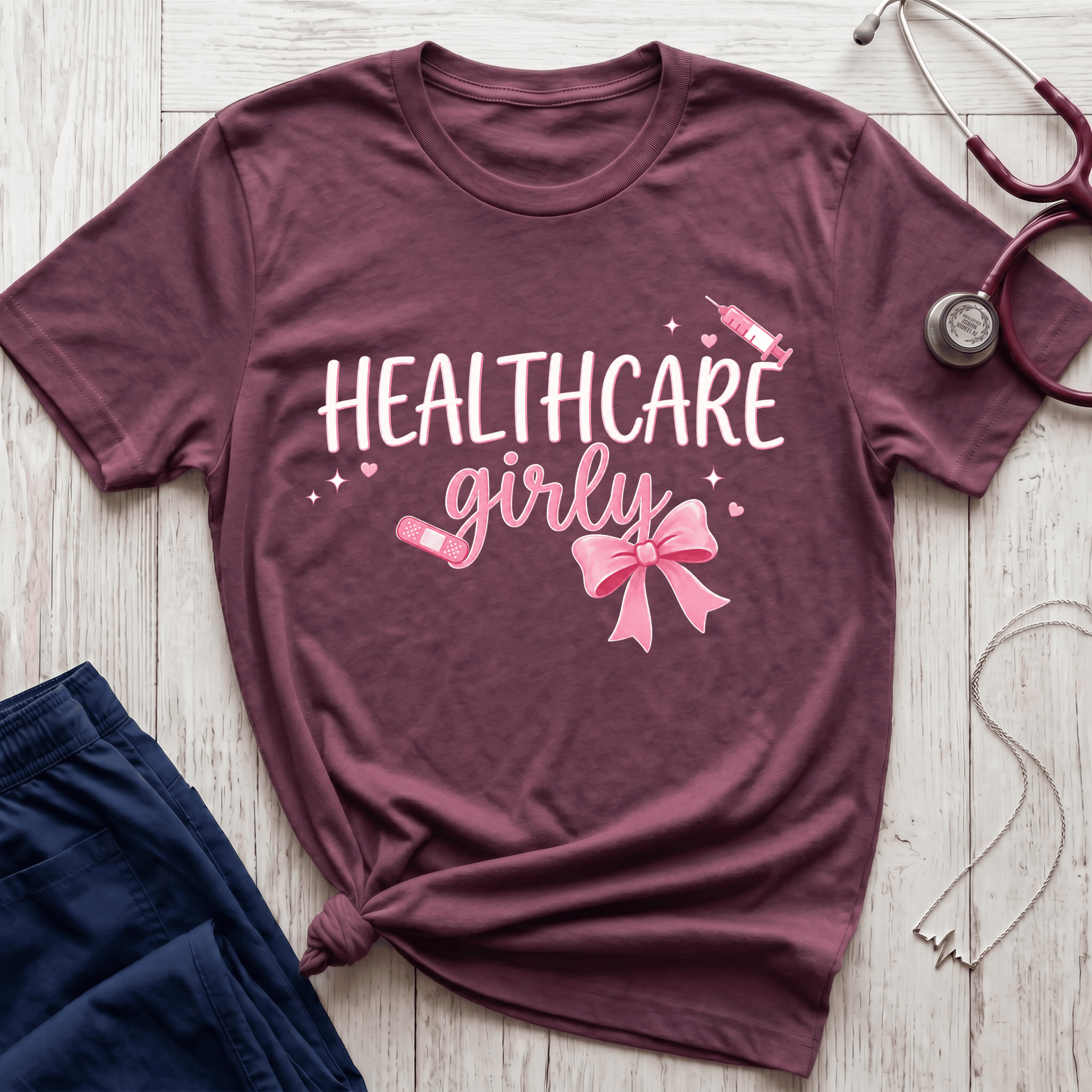 Pink Healthcare Girly T-Shirt