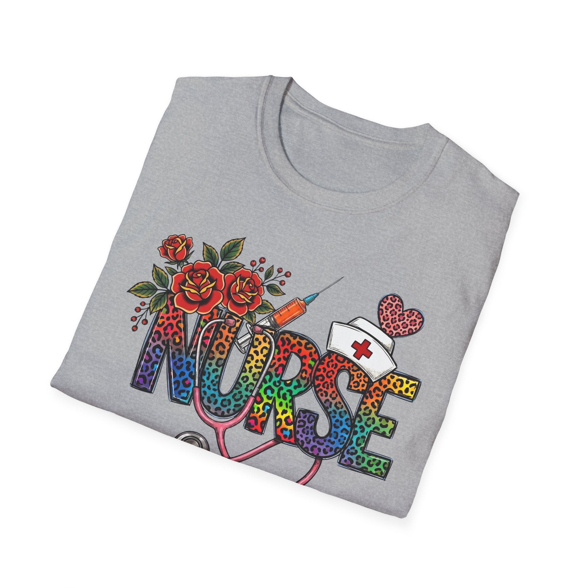 Fun Rainbow Cheetah Nurse T-Shirt