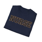 Cheetah Print Outline Varsity Nurse T-Shirt