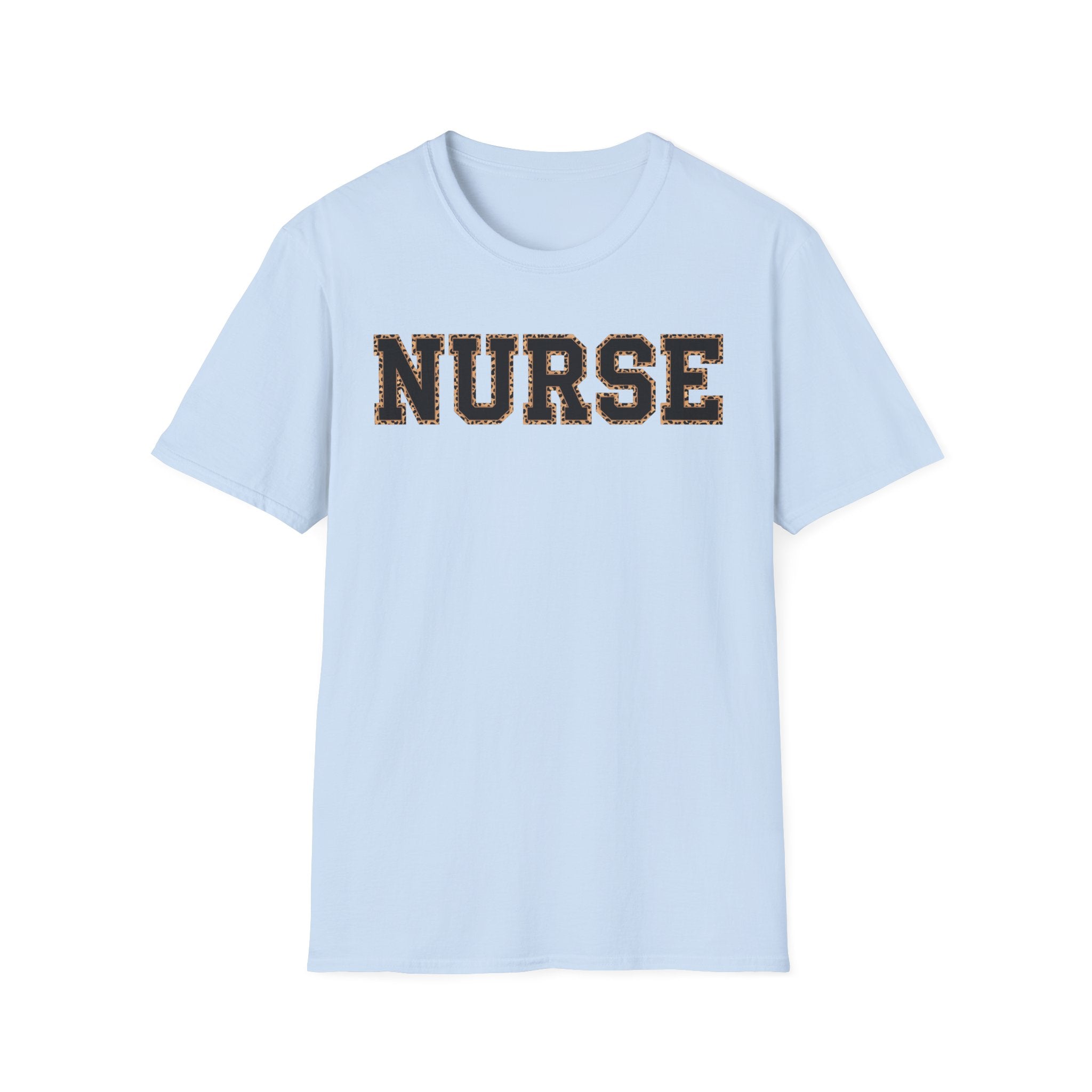 Cheetah Print Outline Varsity Nurse T-Shirt