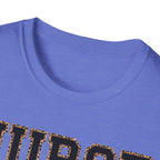 Cheetah Print Outline Varsity Nurse T-Shirt
