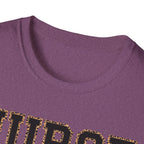 Cheetah Print Outline Varsity Nurse T-Shirt