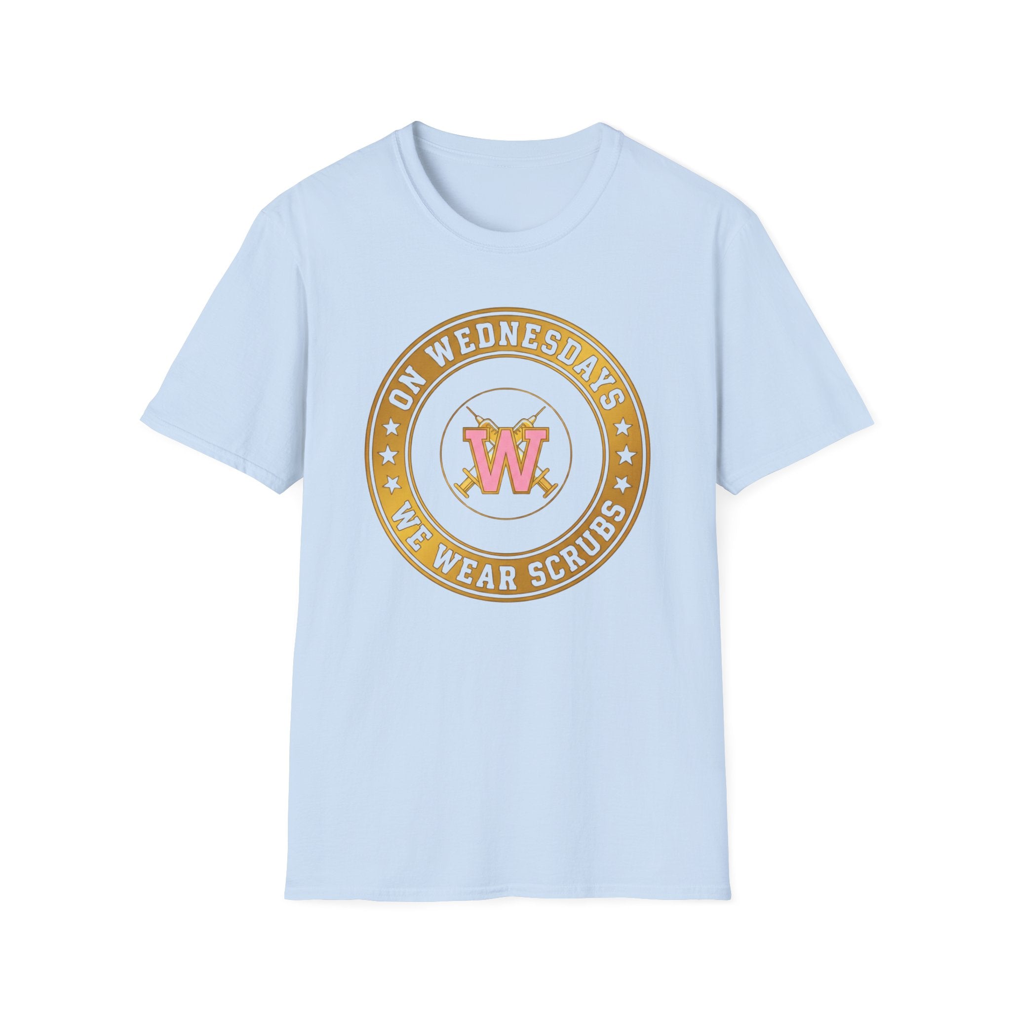 On Wednesdays We Wear Scrubs Emblem T-Shirt
