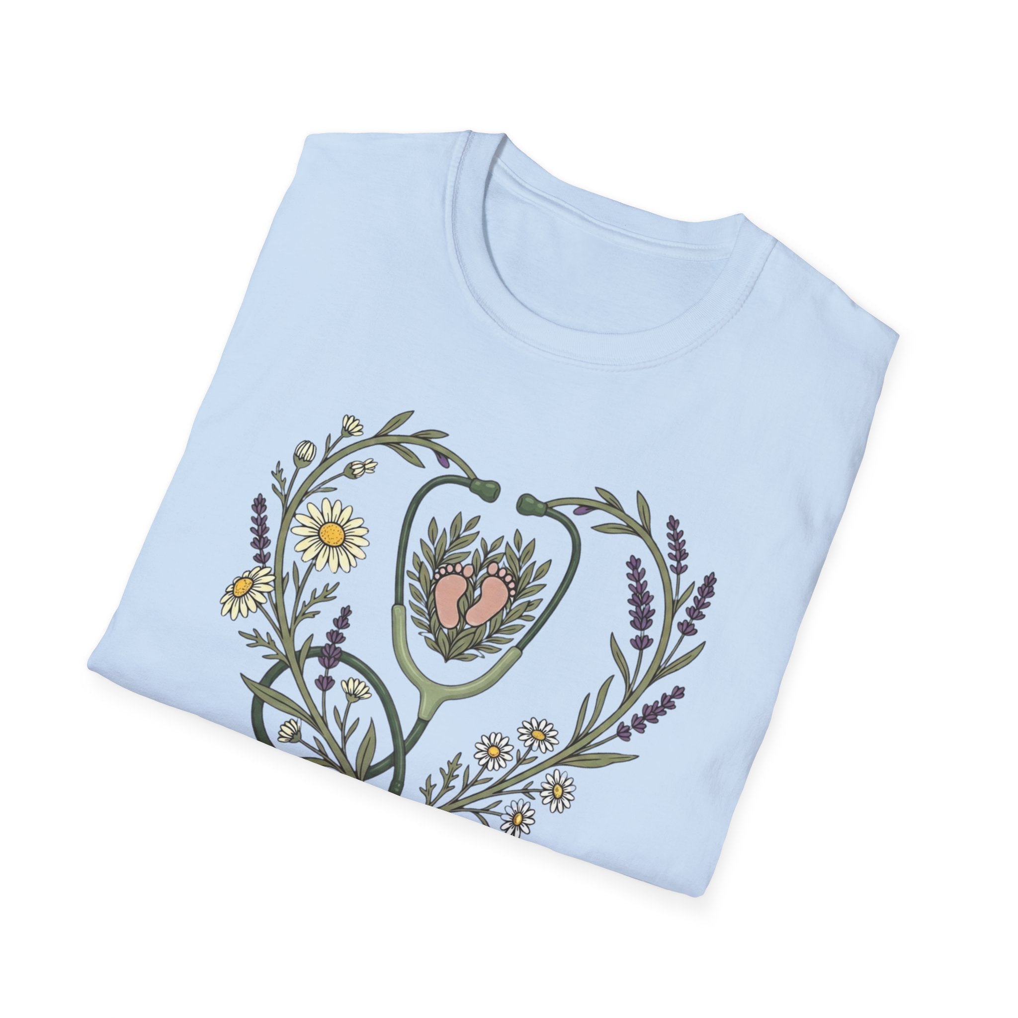 NICU Nurse Floral Stethoscope T-Shirt