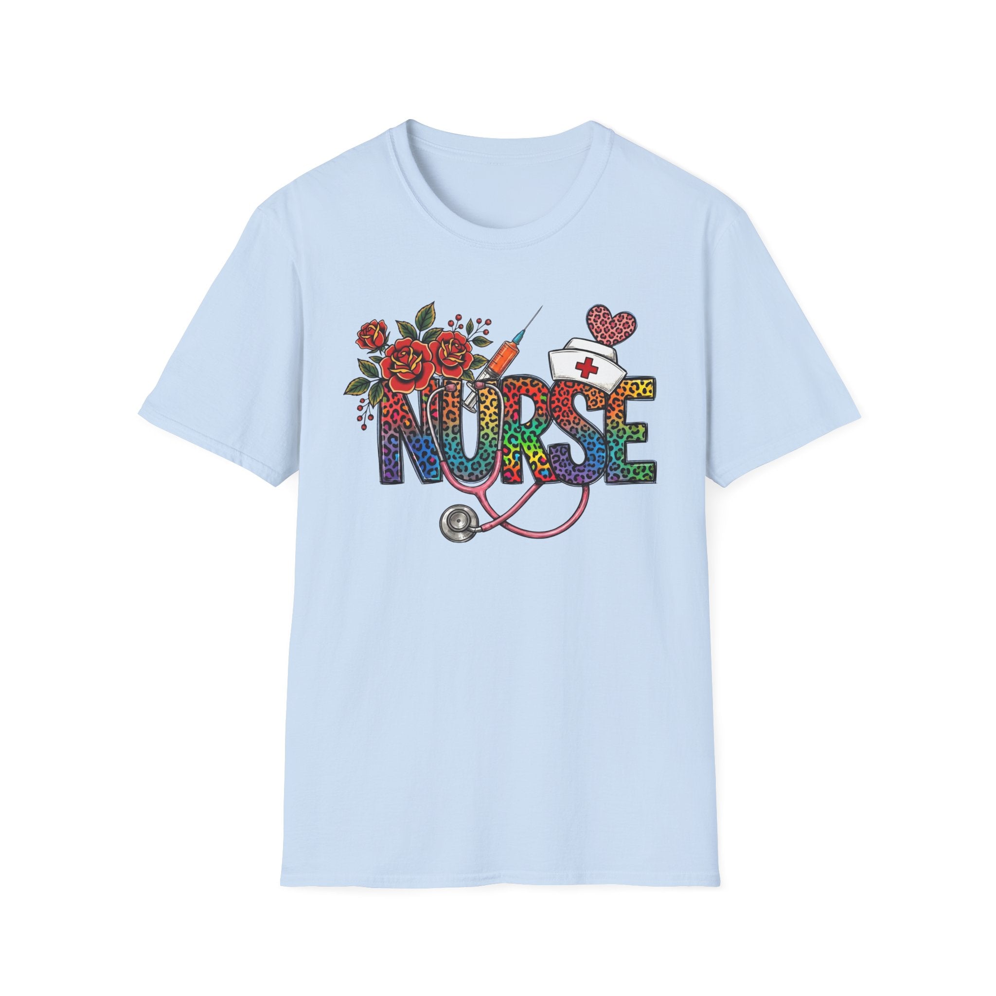 Fun Rainbow Cheetah Nurse T-Shirt