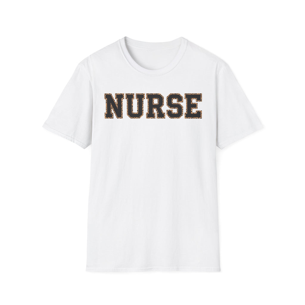 Cheetah Print Outline Varsity Nurse T-Shirt