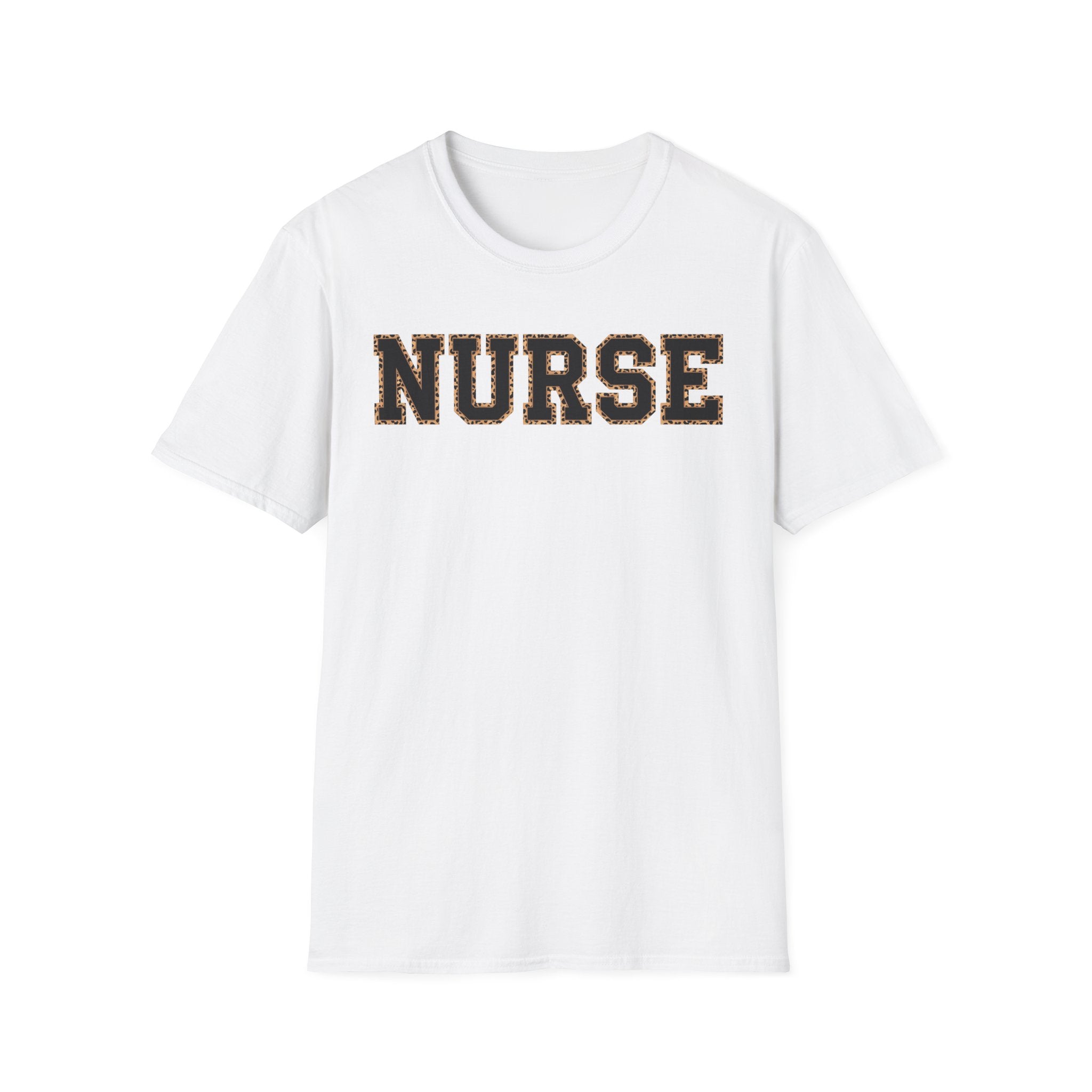 Cheetah Print Outline Varsity Nurse T-Shirt