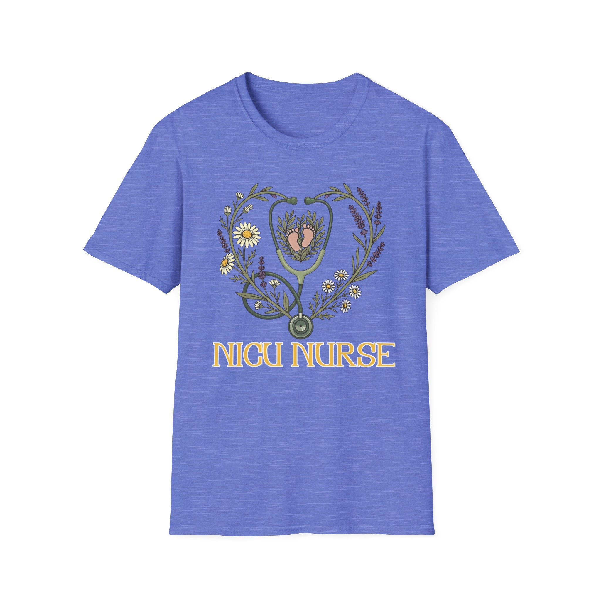 NICU Nurse Floral Stethoscope T-Shirt