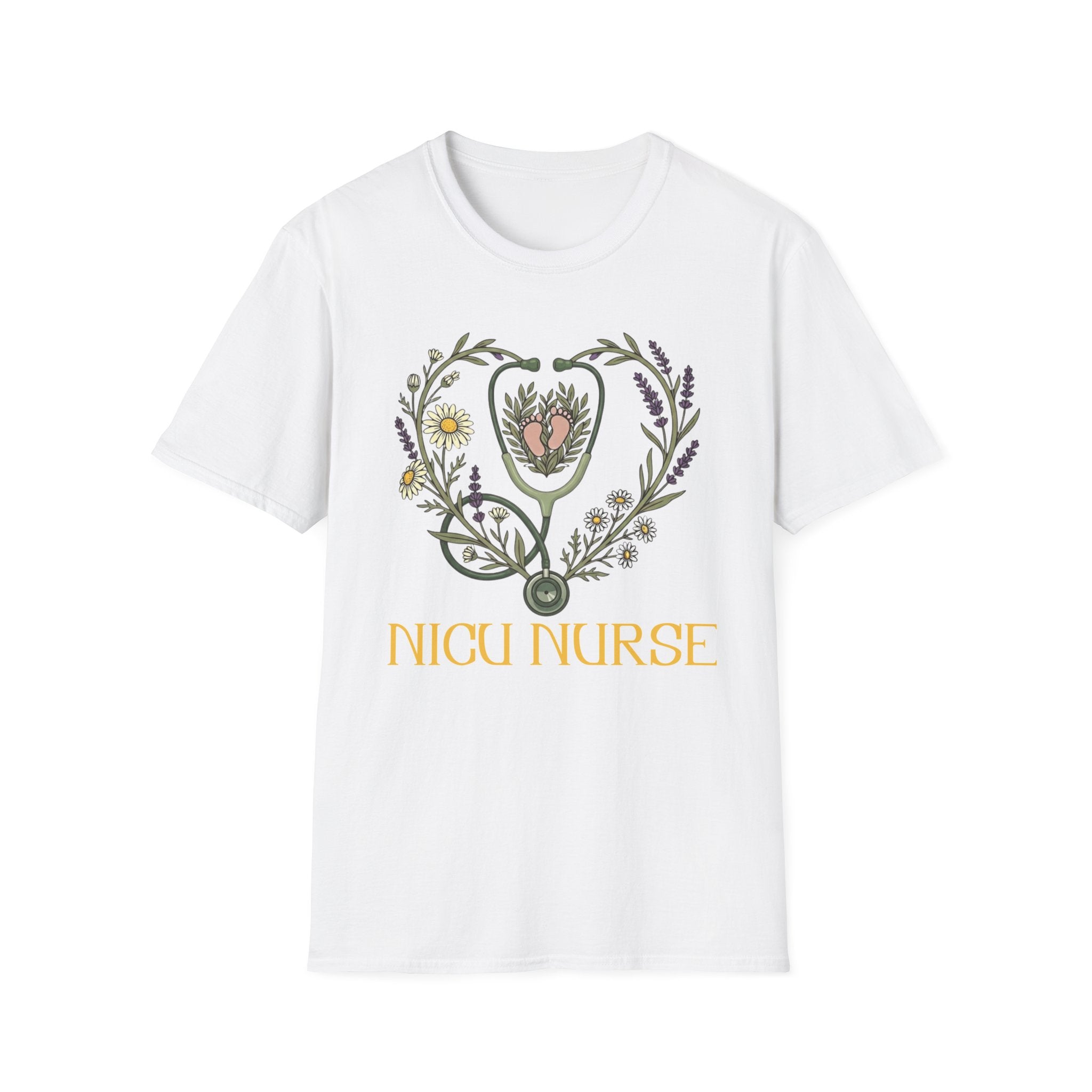NICU Nurse Floral Stethoscope T-Shirt