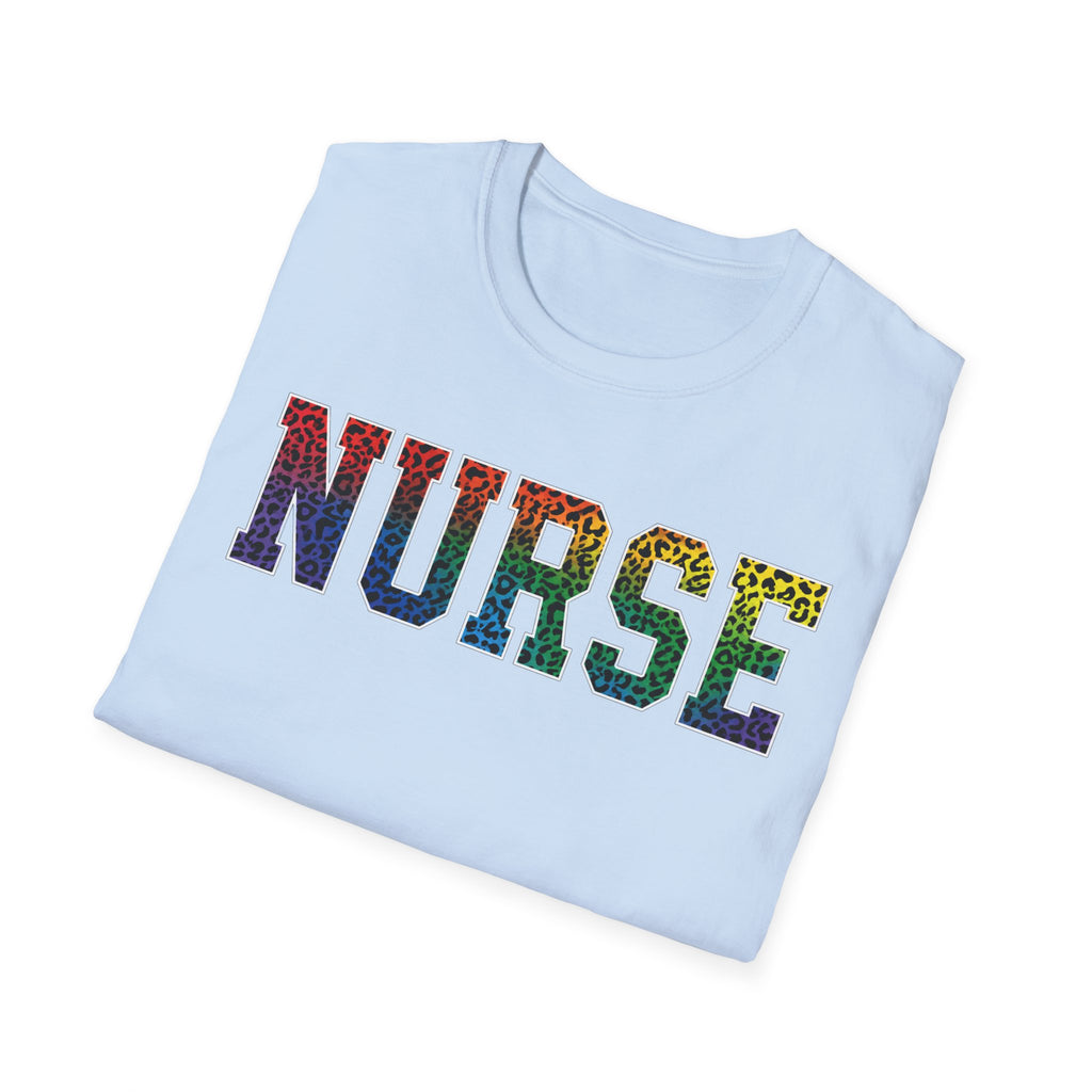 Multicolor Cheetah Print Varsity Nurse T-Shirt