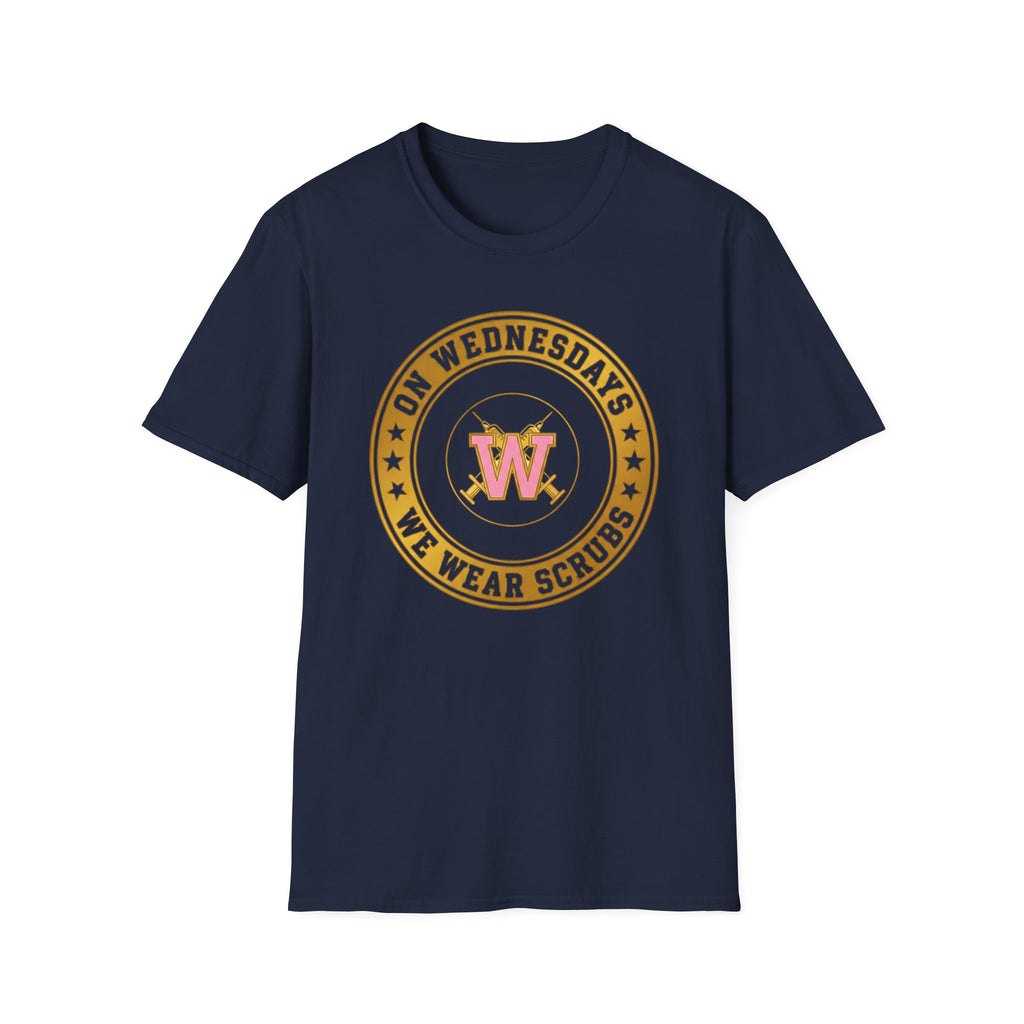 On Wednesdays We Wear Scrubs Emblem T-Shirt