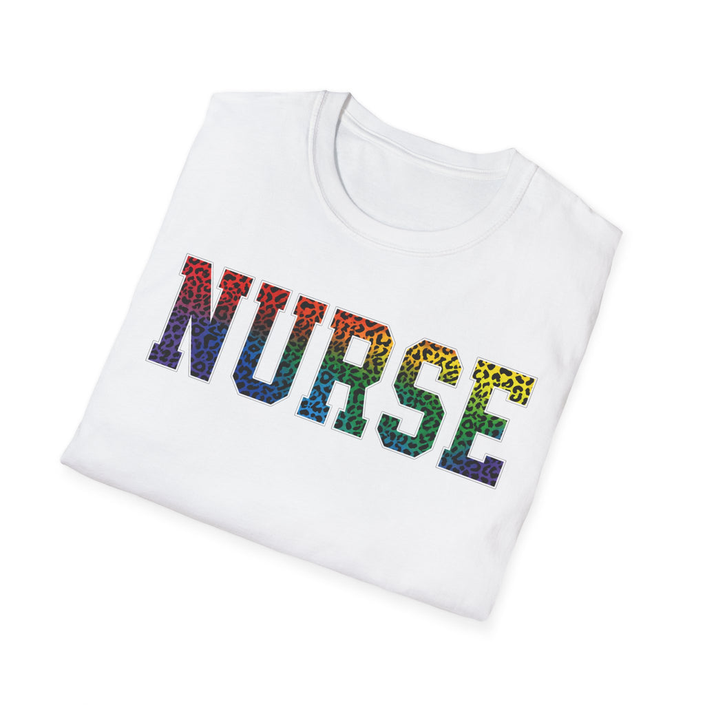 Multicolor Cheetah Print Varsity Nurse T-Shirt
