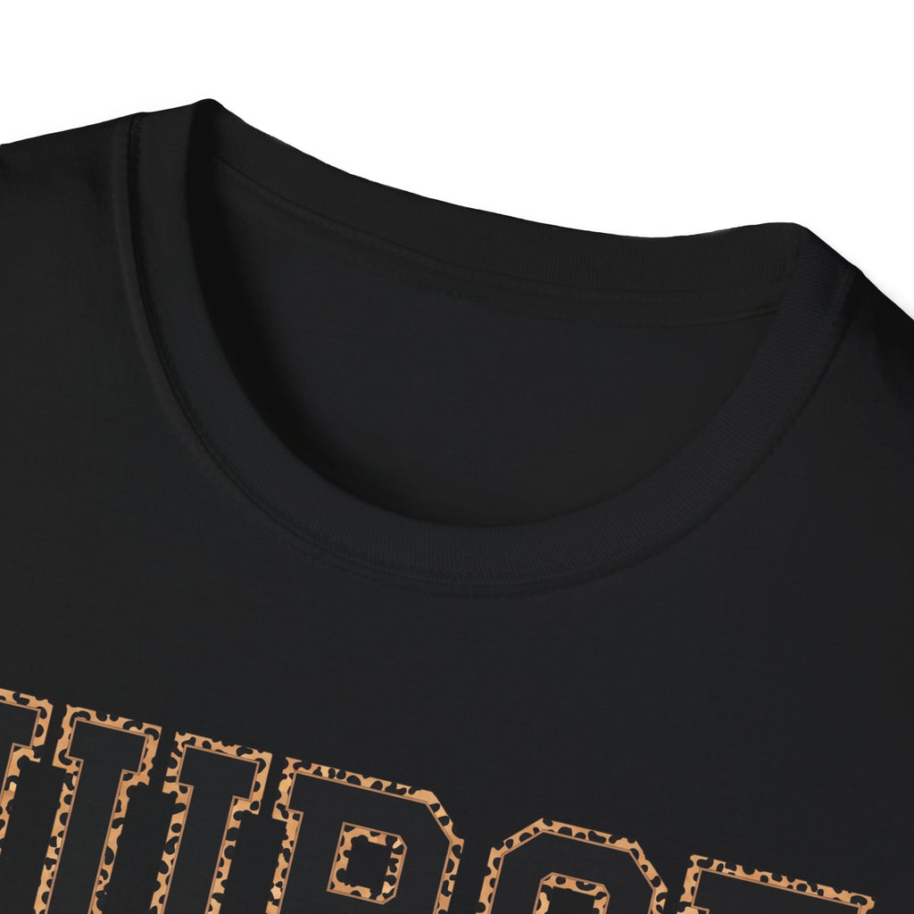 Cheetah Print Outline Varsity Nurse T-Shirt
