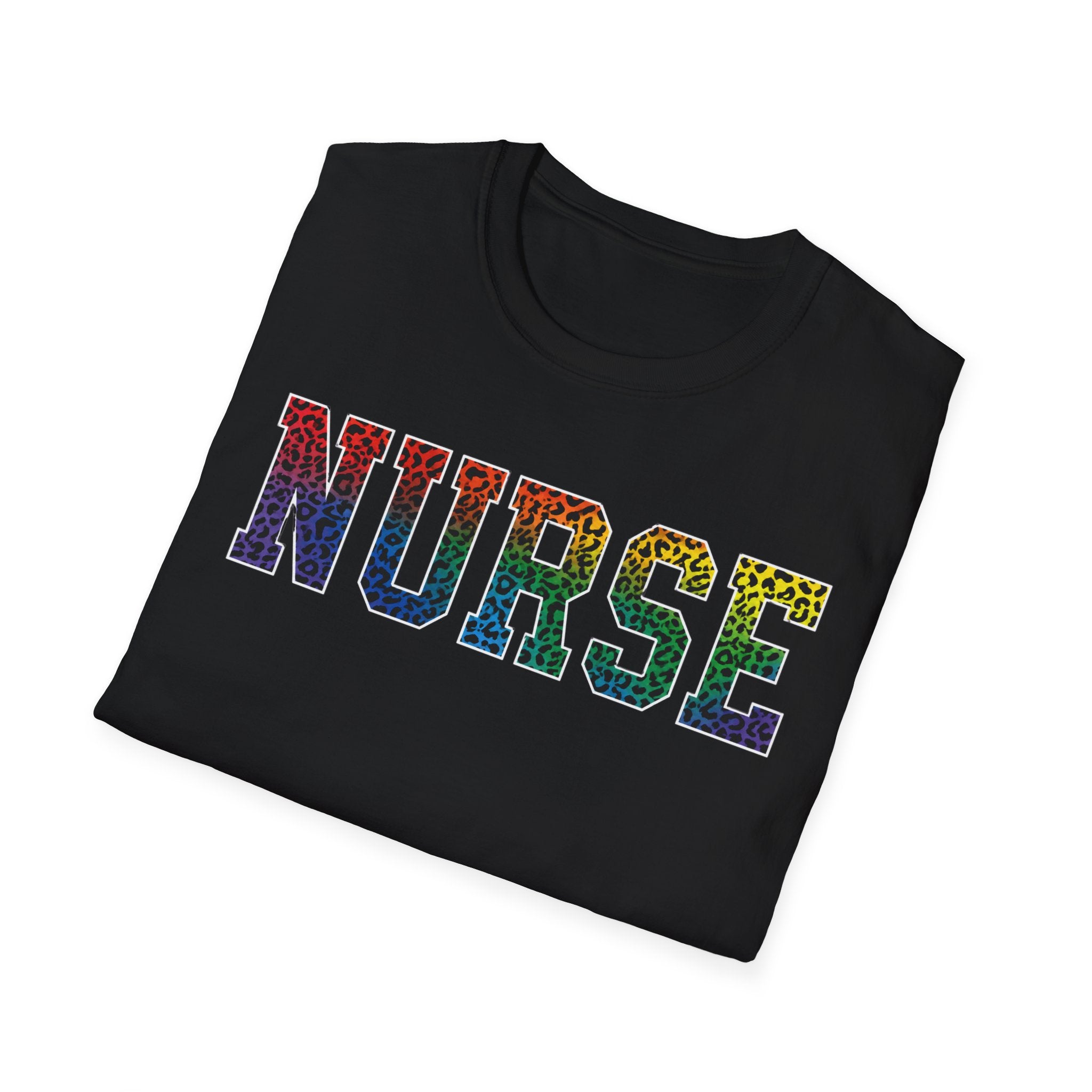 Multicolor Cheetah Print Varsity Nurse T-Shirt